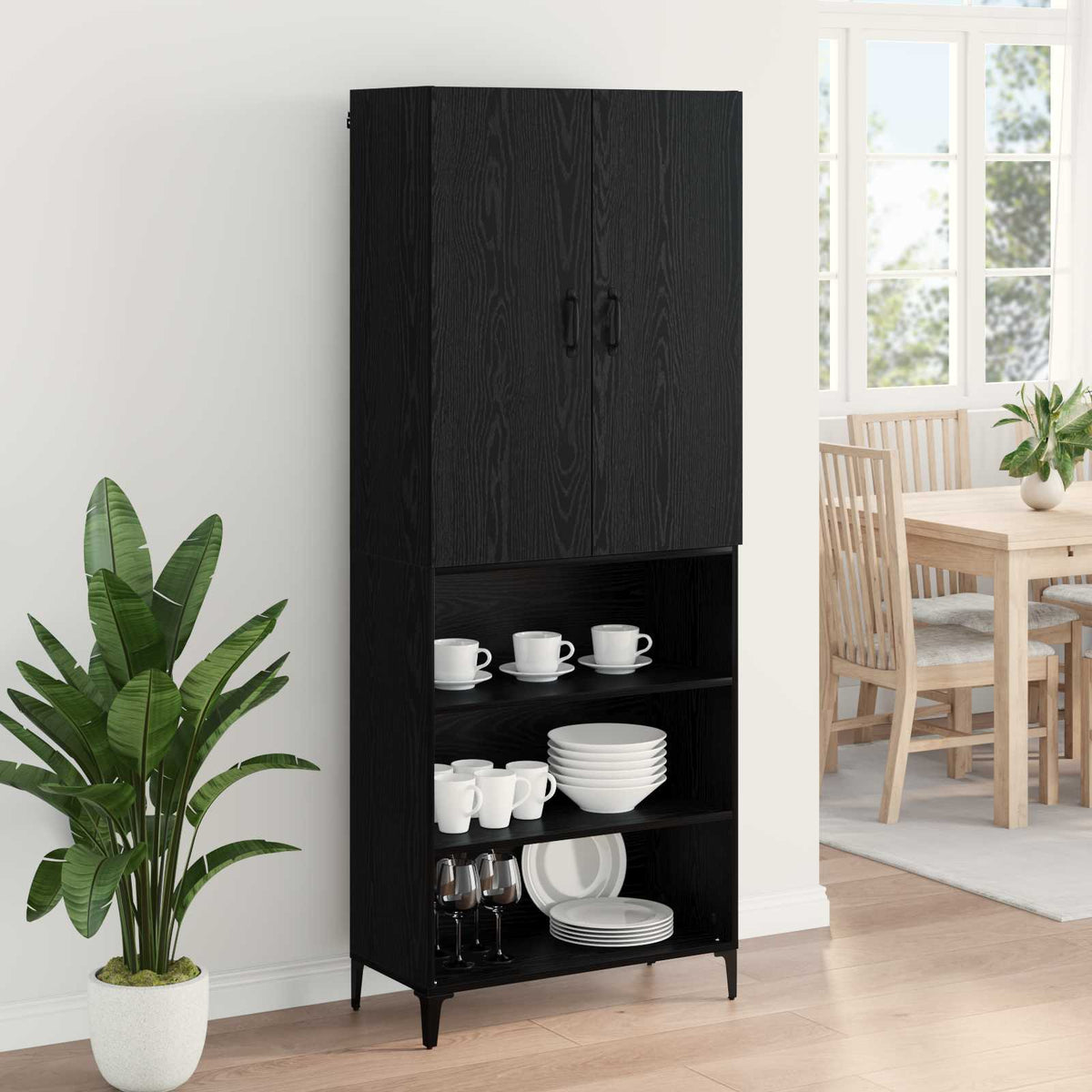 Highboard Sort eg 69,5 x 34 x 180 cm Konstrueret træ