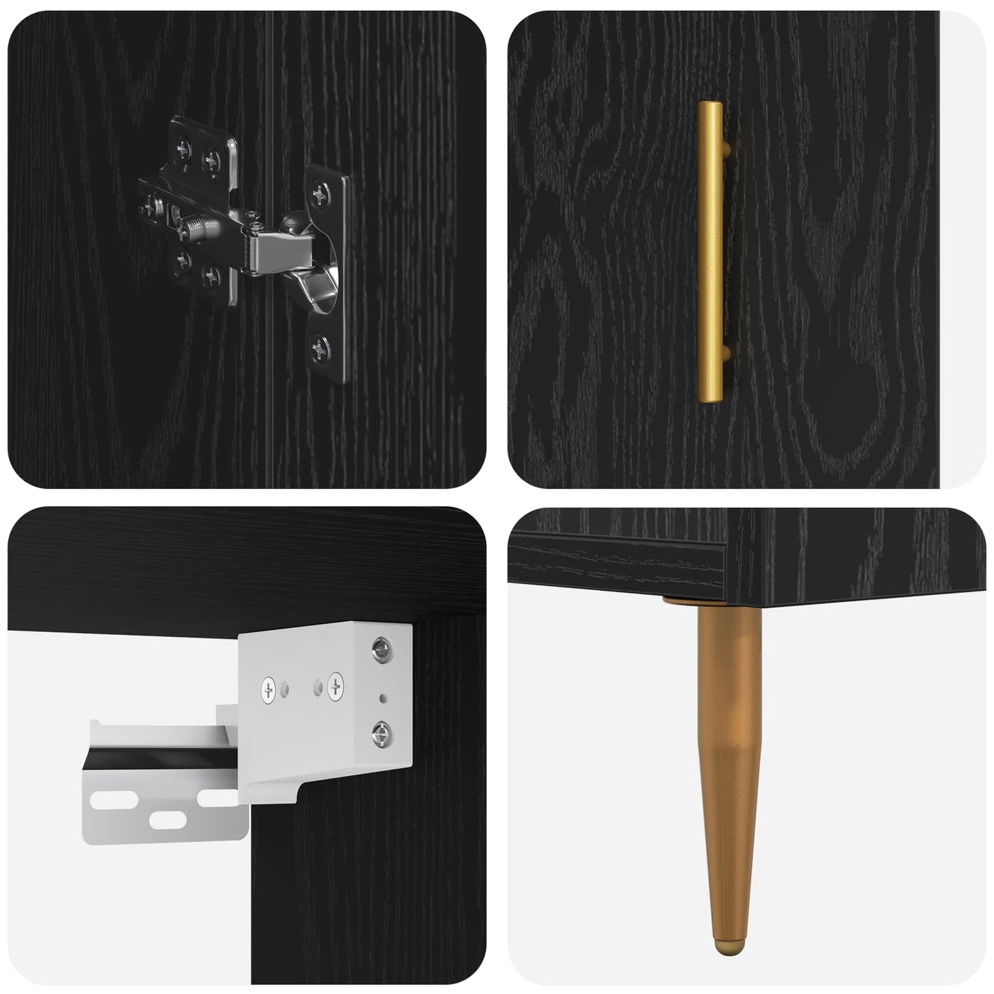 Highboard Sort eg 69,5 x 34 x 180 cm Konstrueret træ