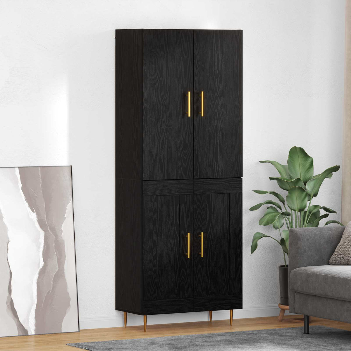 Highboard Sort eg 69,5 x 34 x 180 cm Konstrueret træ