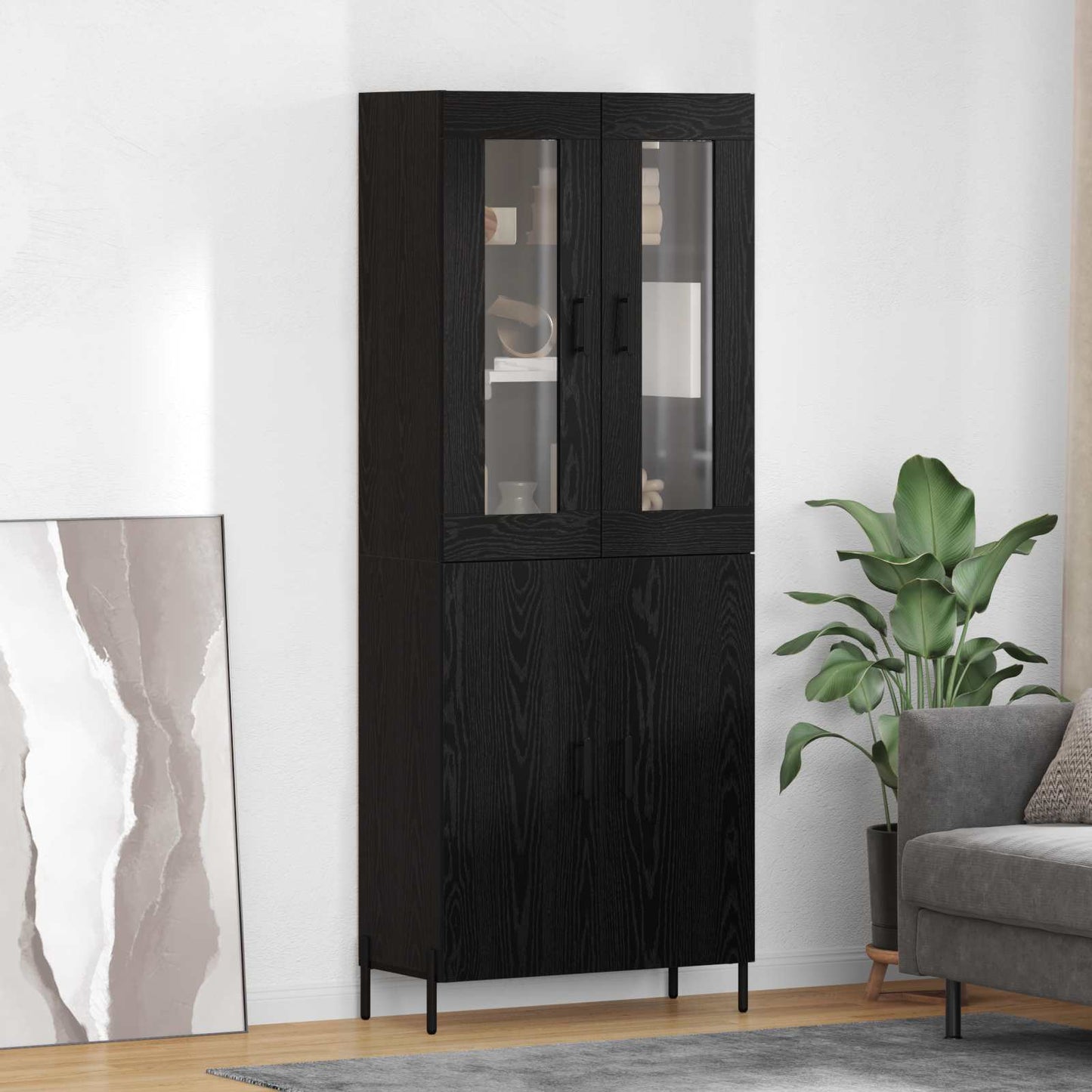 Highboard Sort eg 69,5 x 34 x 180 cm Konstrueret træ