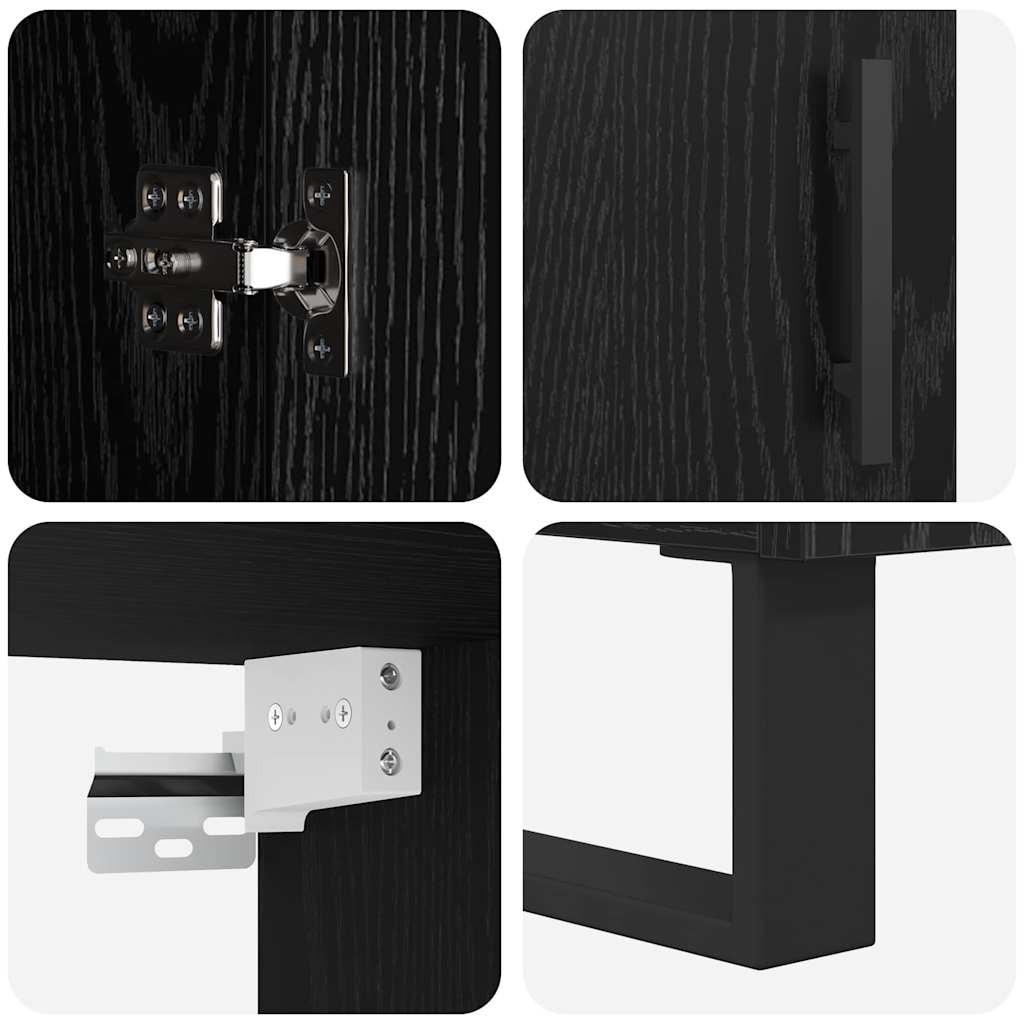 Highboard 2 stk. Sort eg 69,5 x 34 x 180 cm Ingeniørtræ og glas