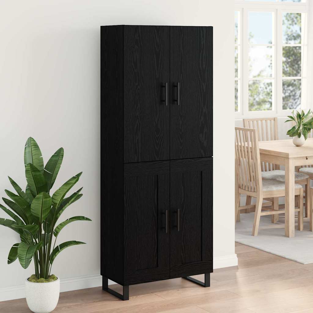 Highboard 2 stk. Sort eg 69,5 x 34 x 180 cm Ingeniørtræ og glas