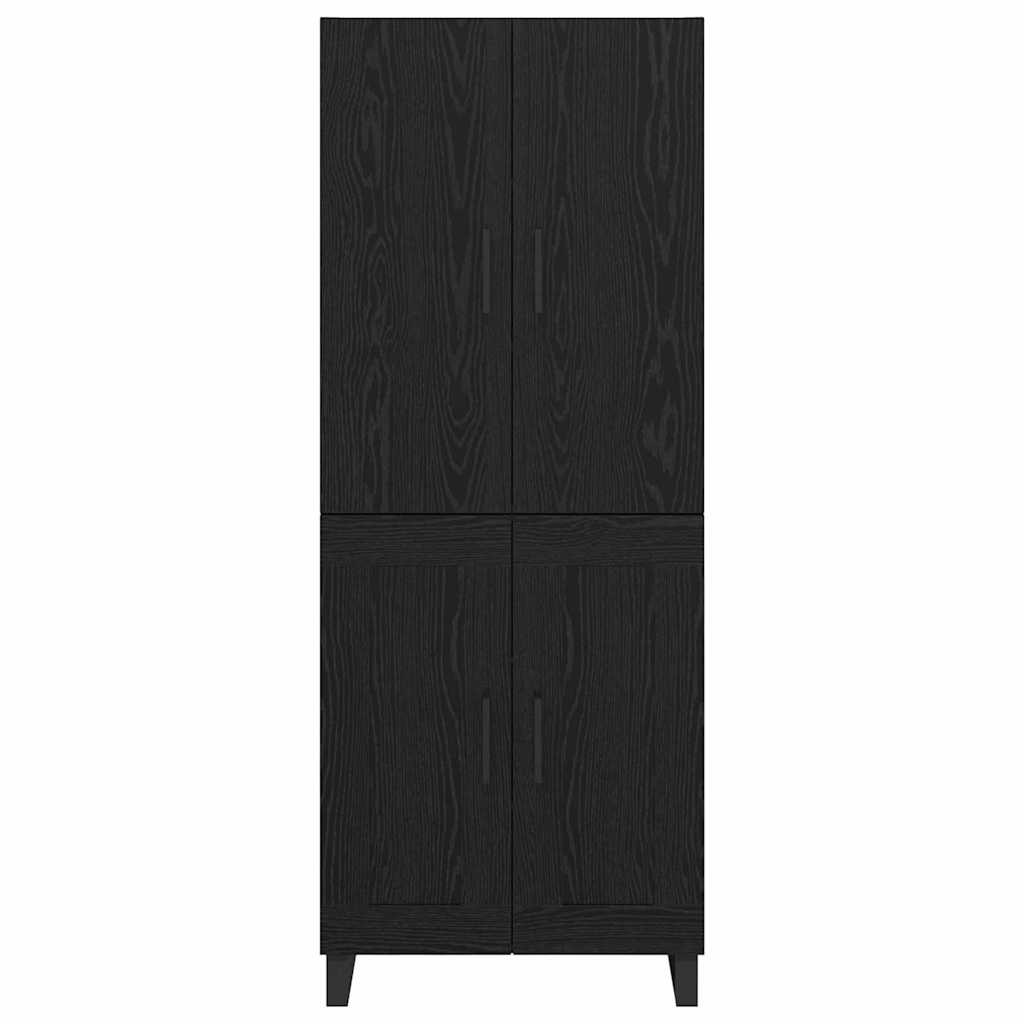 Highboard 2 stk. Sort eg 69,5 x 34 x 180 cm Ingeniørtræ og glas