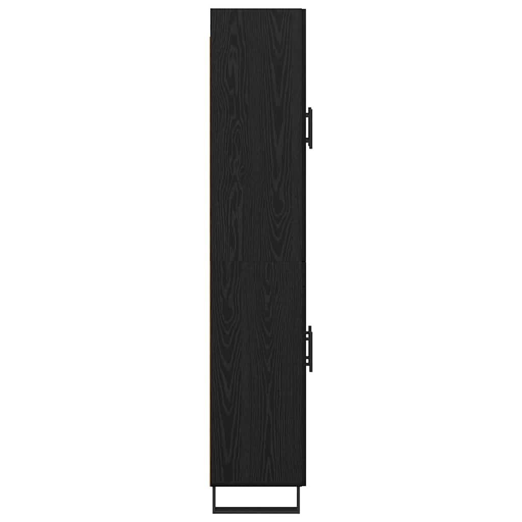 Highboard 2 stk. Sort eg 69,5 x 34 x 180 cm Ingeniørtræ og glas