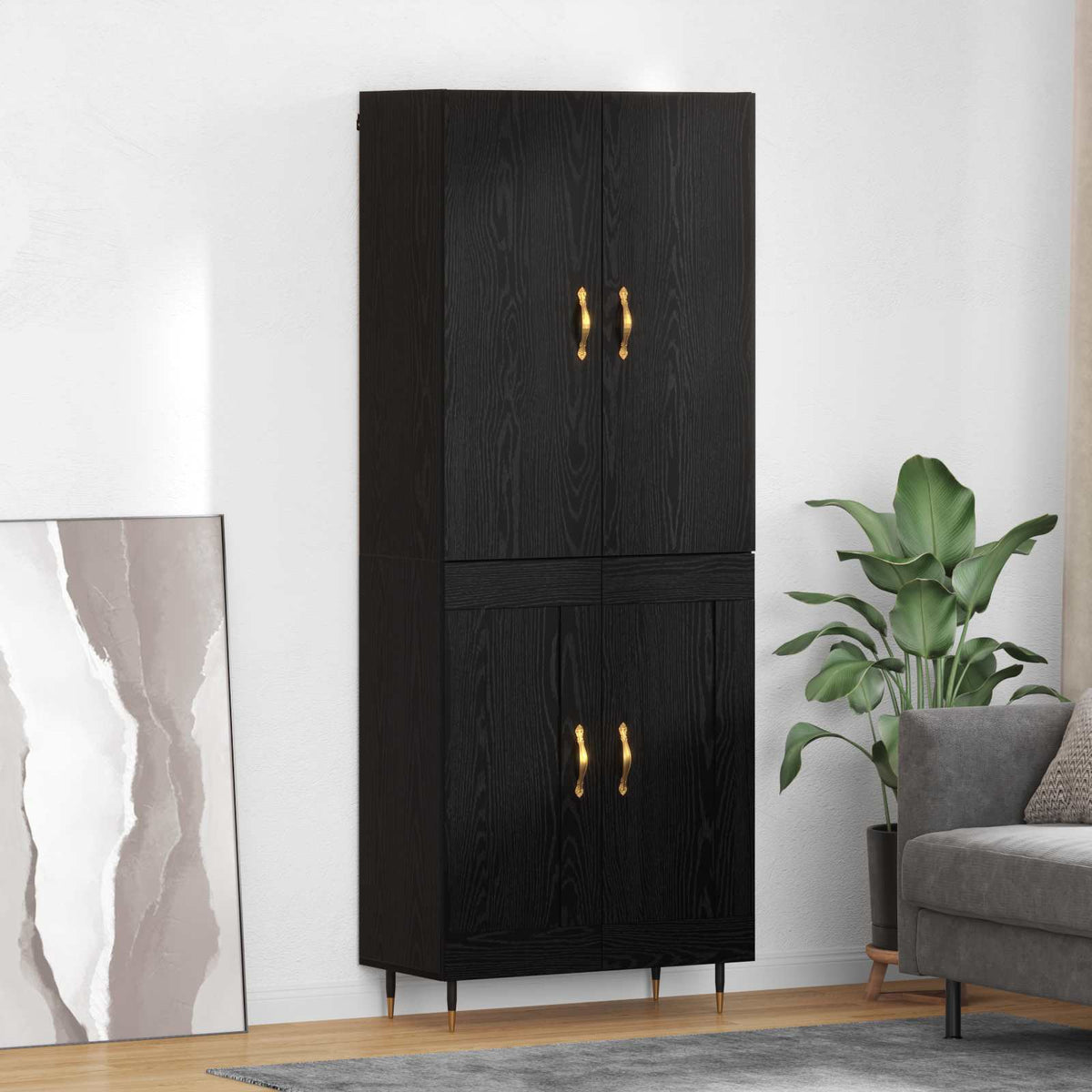 Highboard Sort eg 69,5 x 34 x 180 cm Konstrueret træ