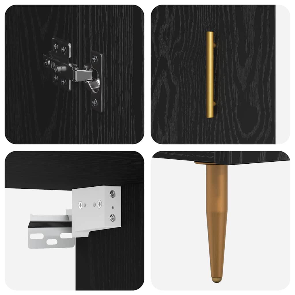 Highboard 2 stk. Sort eg 69,5 x 34 x 180 cm Konstrueret træ
