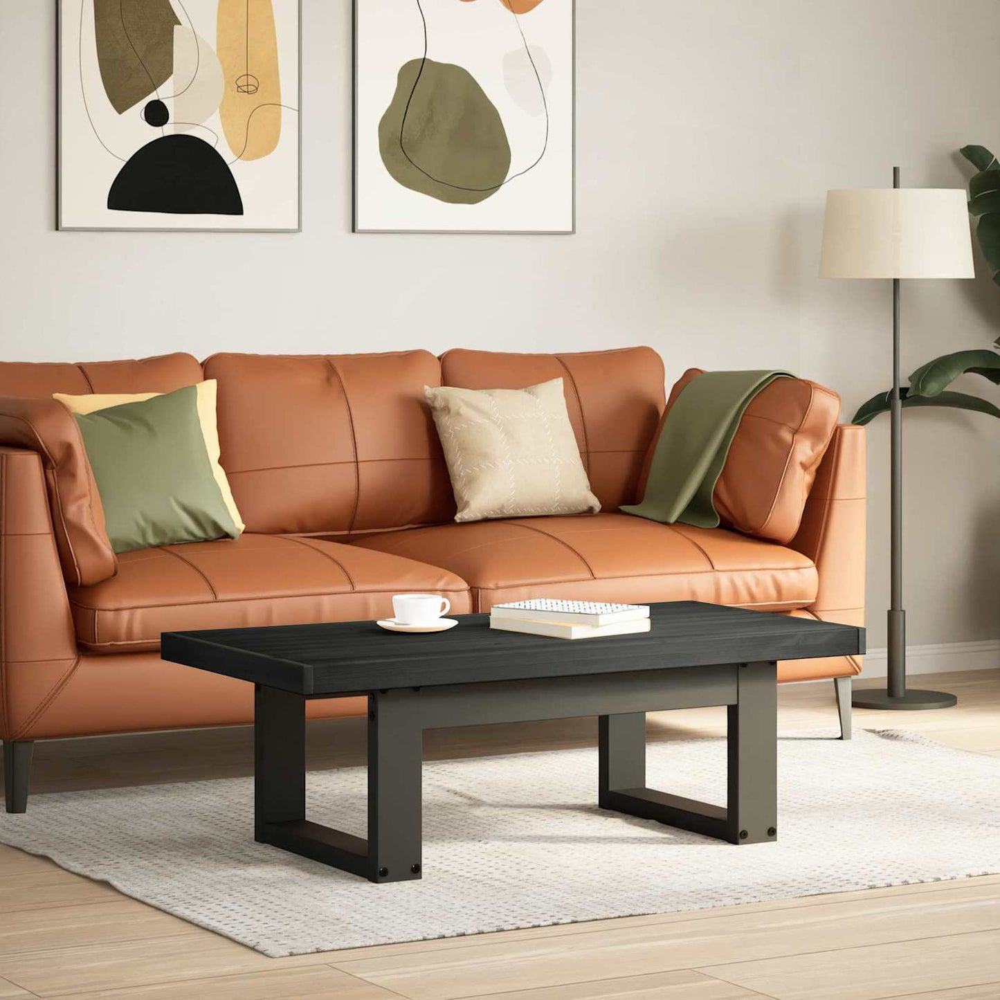 Sofabord NOAIN Sort 119 x 60 x 40 cm Massivt fyrretræ