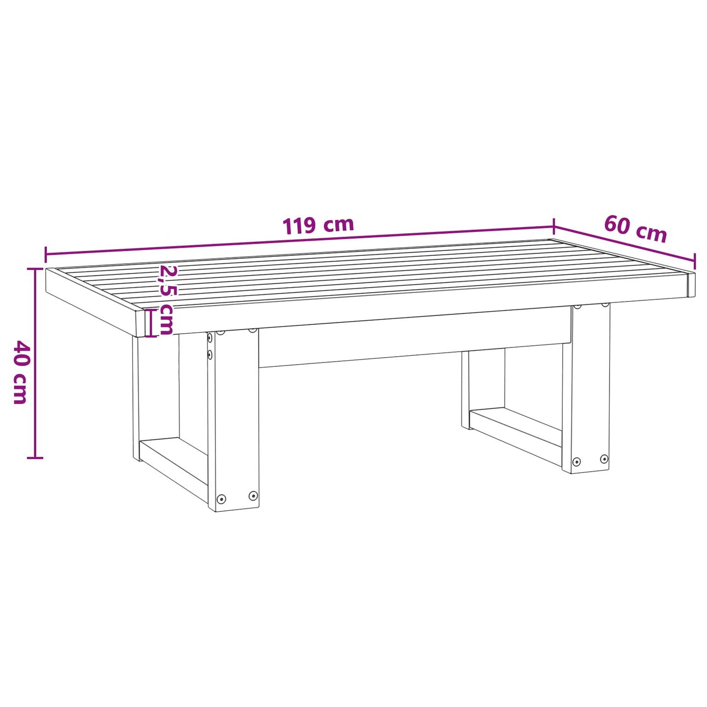 Sofabord NOAIN Sort 119 x 60 x 40 cm Massivt fyrretræ