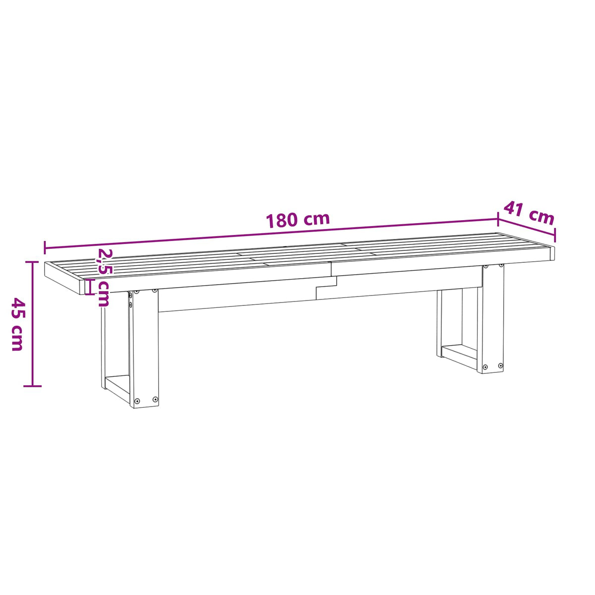 Spisebænk NOAIN 180 x 41 x 45 cm Massivt fyrretræ Sort
