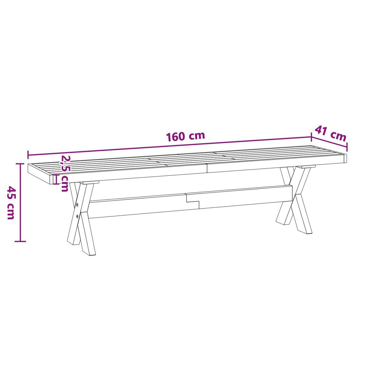 Spisebænk NOAIN 160 x 41 x 45 cm Massivt fyrretræ Naturfarvet