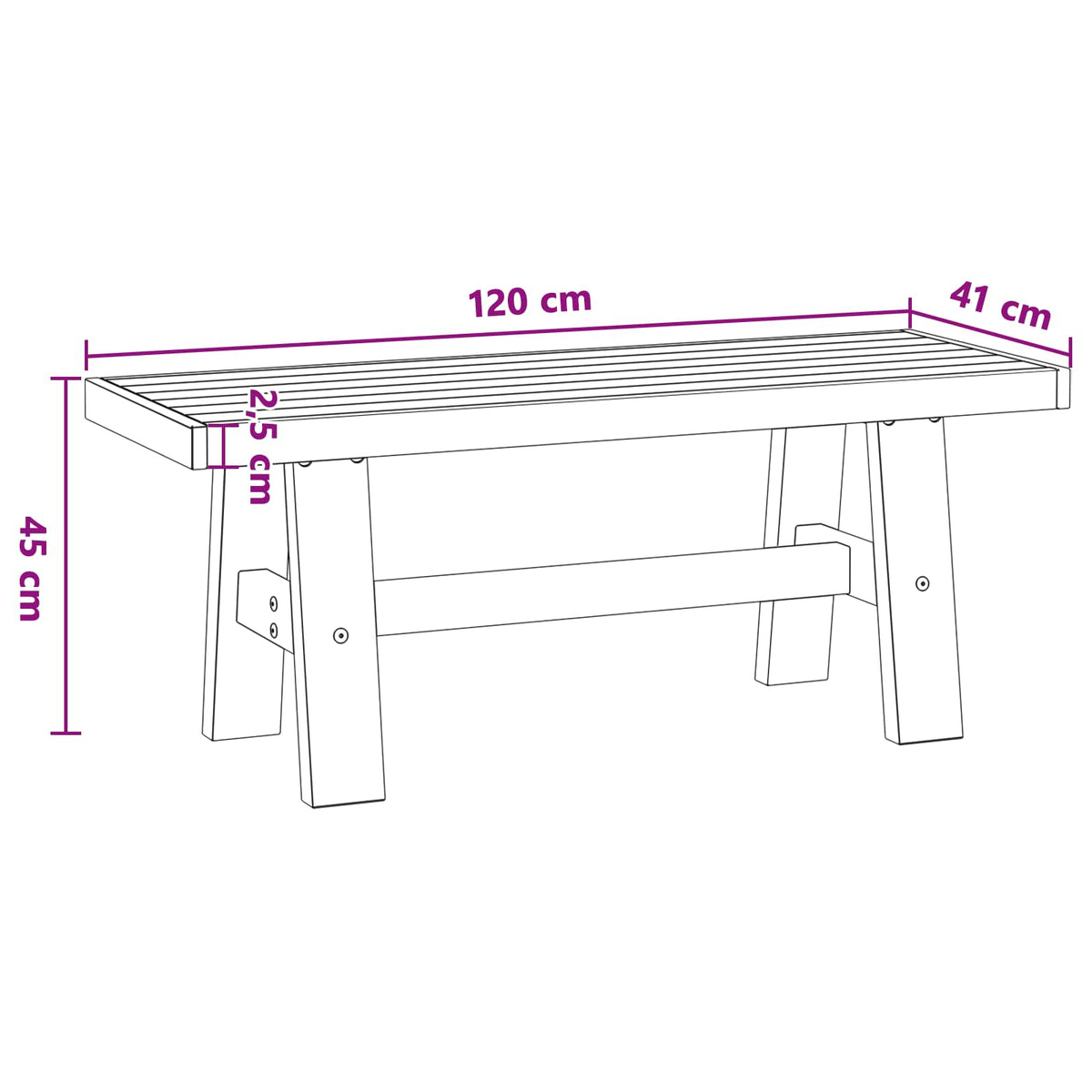 Spisebænk NOAIN 120 x 41 x 45 cm Massivt fyrretræ Naturfarvet
