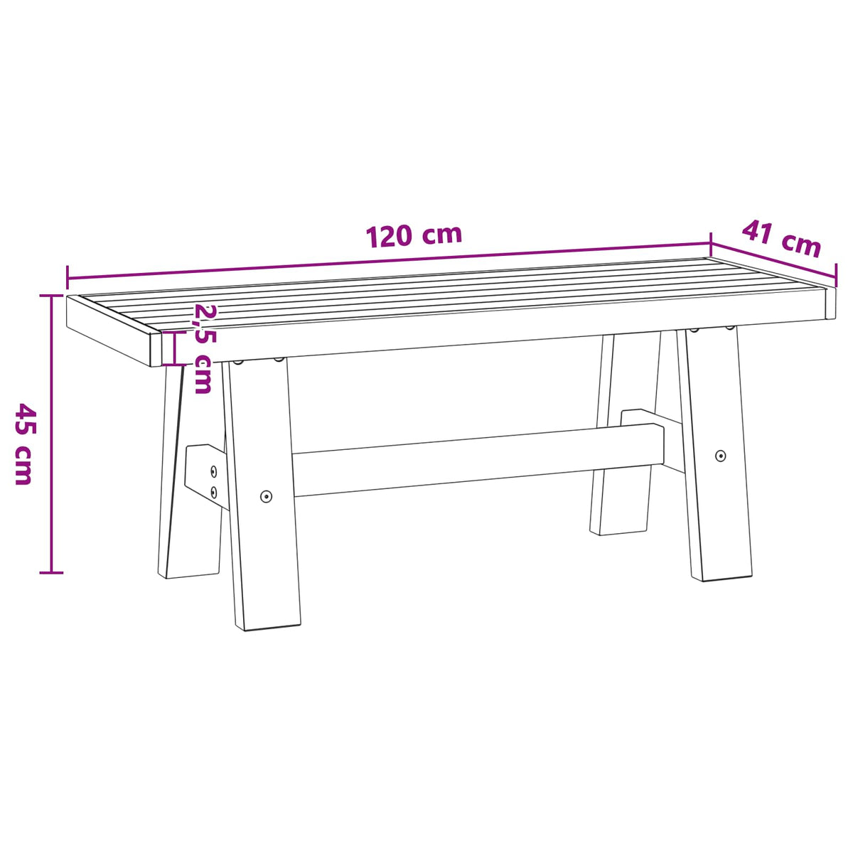 Spisebænk NOAIN 120 x 41 x 45 cm Massivt fyrretræ Sort
