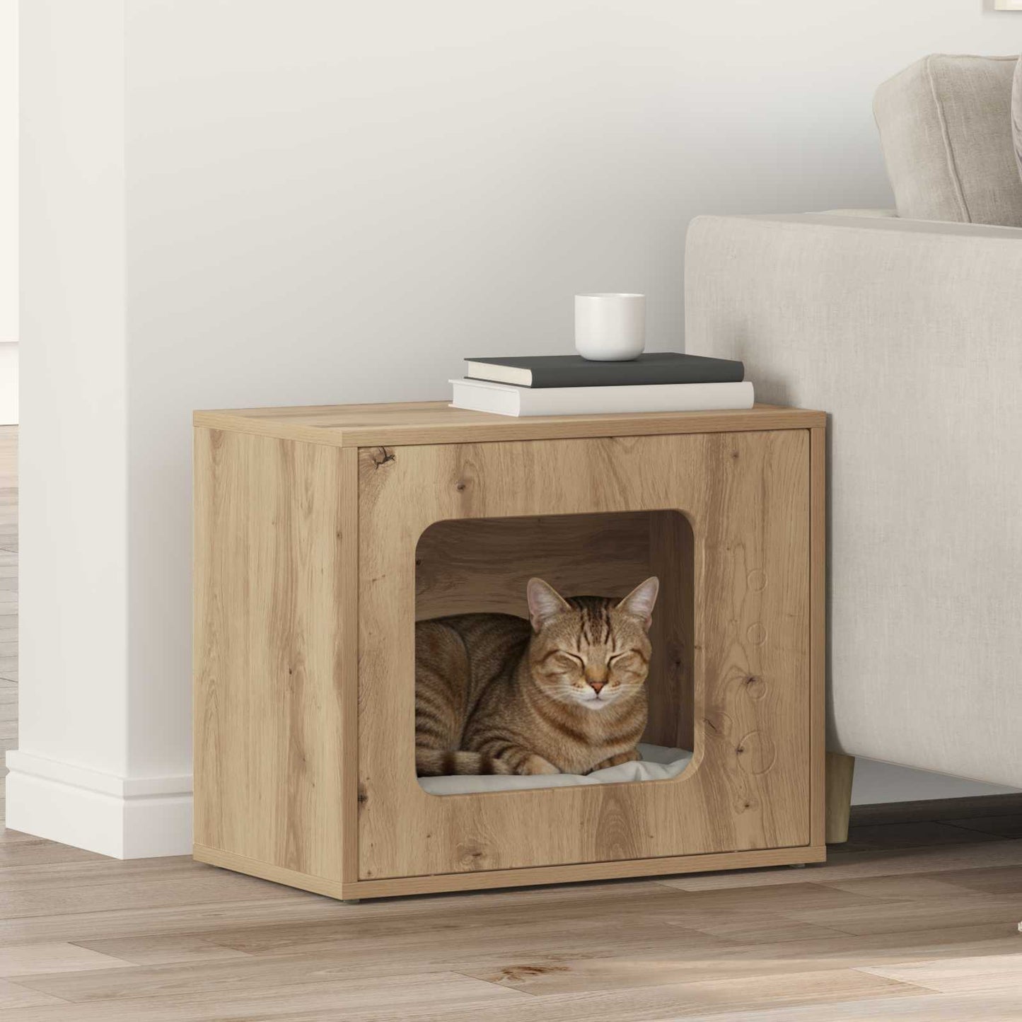 Kat Hus Artisan eg 51 x 30 x 42,5 cm Konstrueret træ