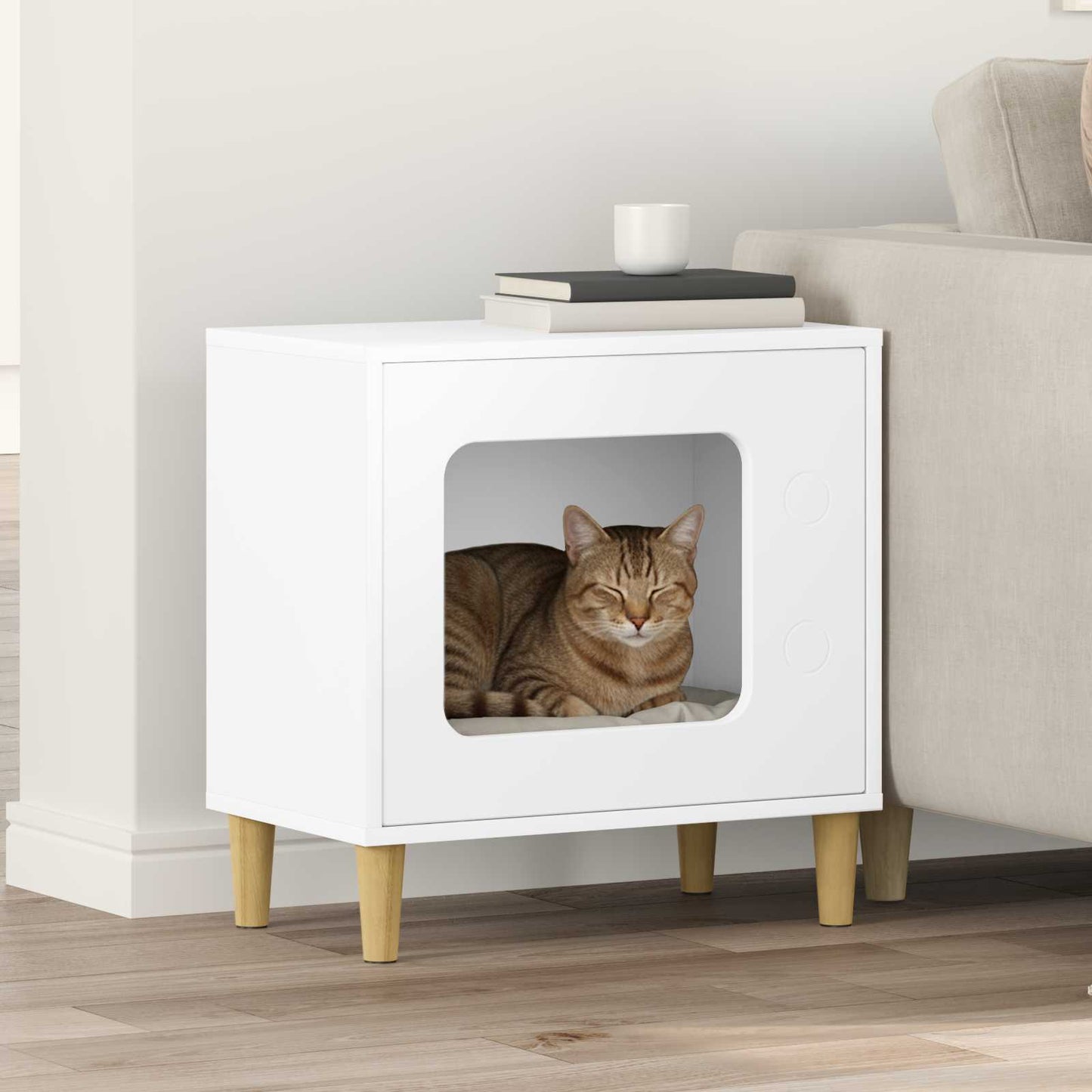 Kat Hus Hvid 51 x 30 x 52 cm Konstrueret træ