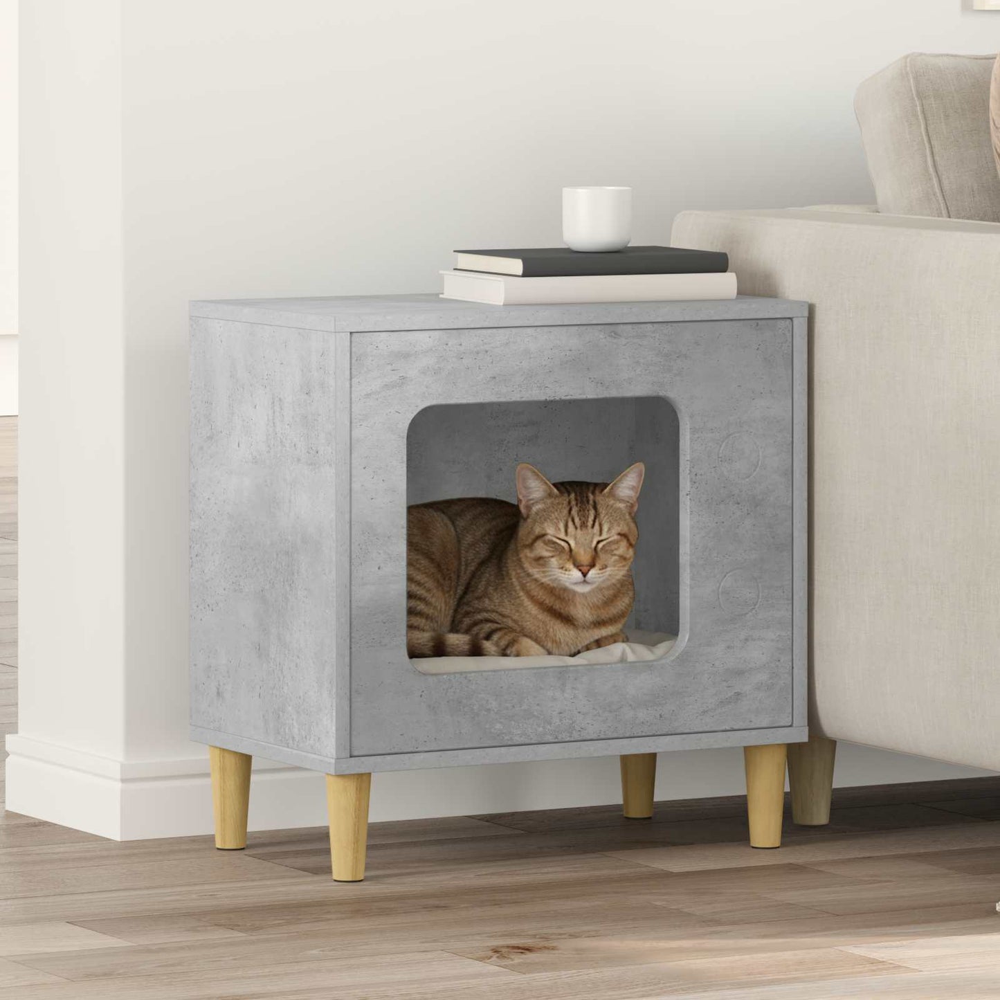 Kat Hus Beton 51 x 30 x 52 cm Konstrueret træ