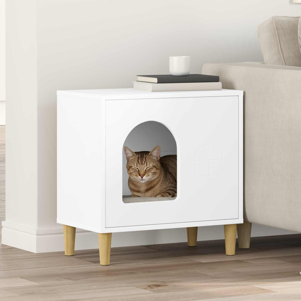Kat Hus Hvid 51 x 30 x 52 cm Konstrueret træ