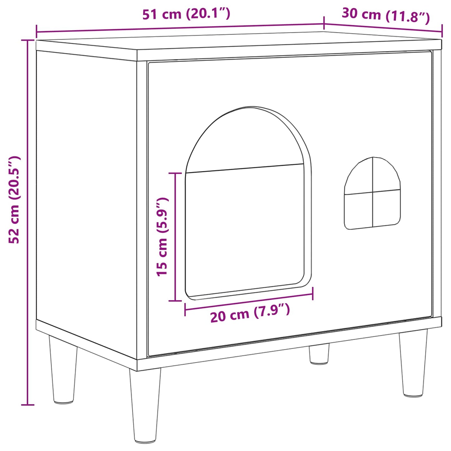 Kat Hus Gloss Hvid 51 x 30 x 52 cm Konstrueret træ