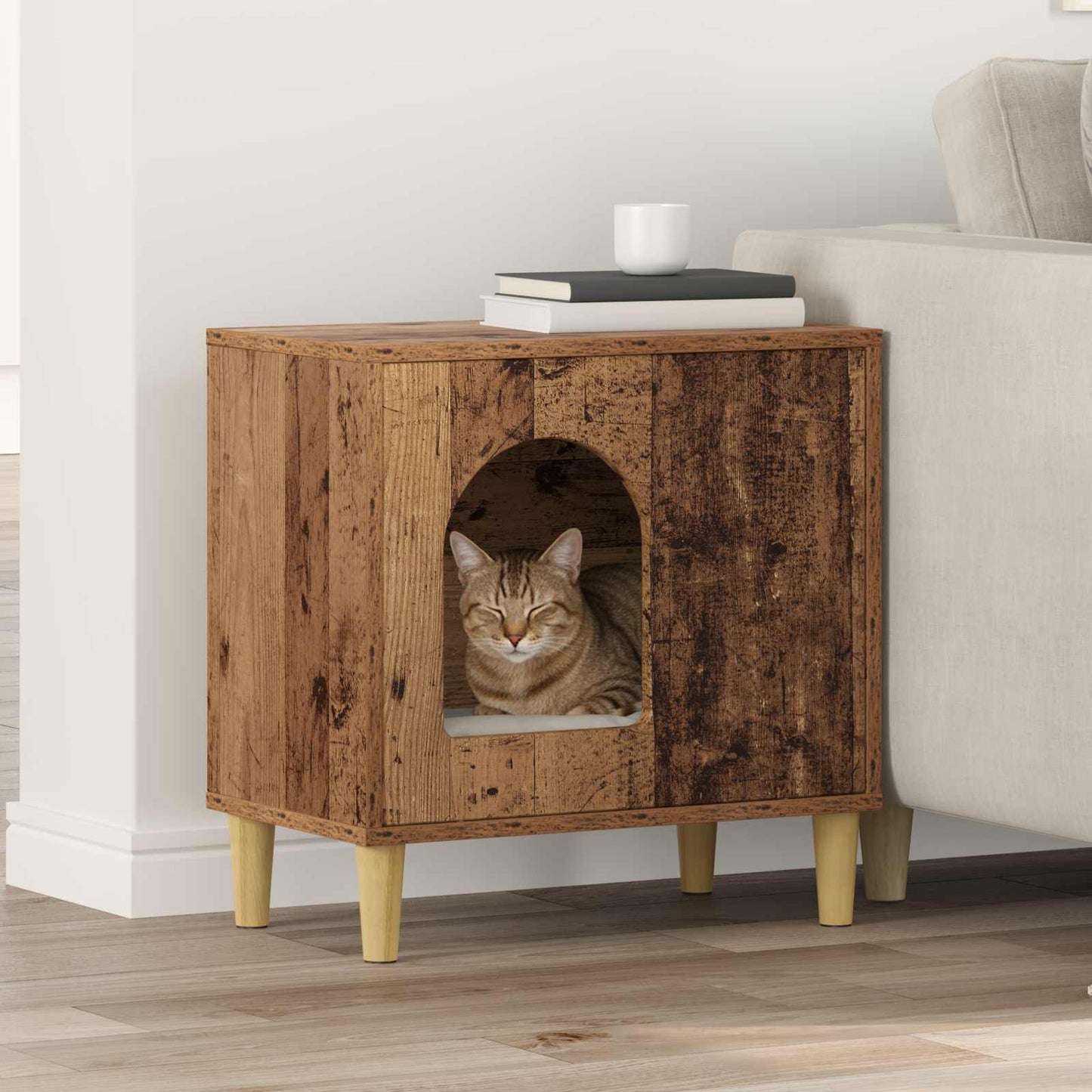 Kat Hus Gammelt træ 51 x 30 x 52 cm Konstrueret træ