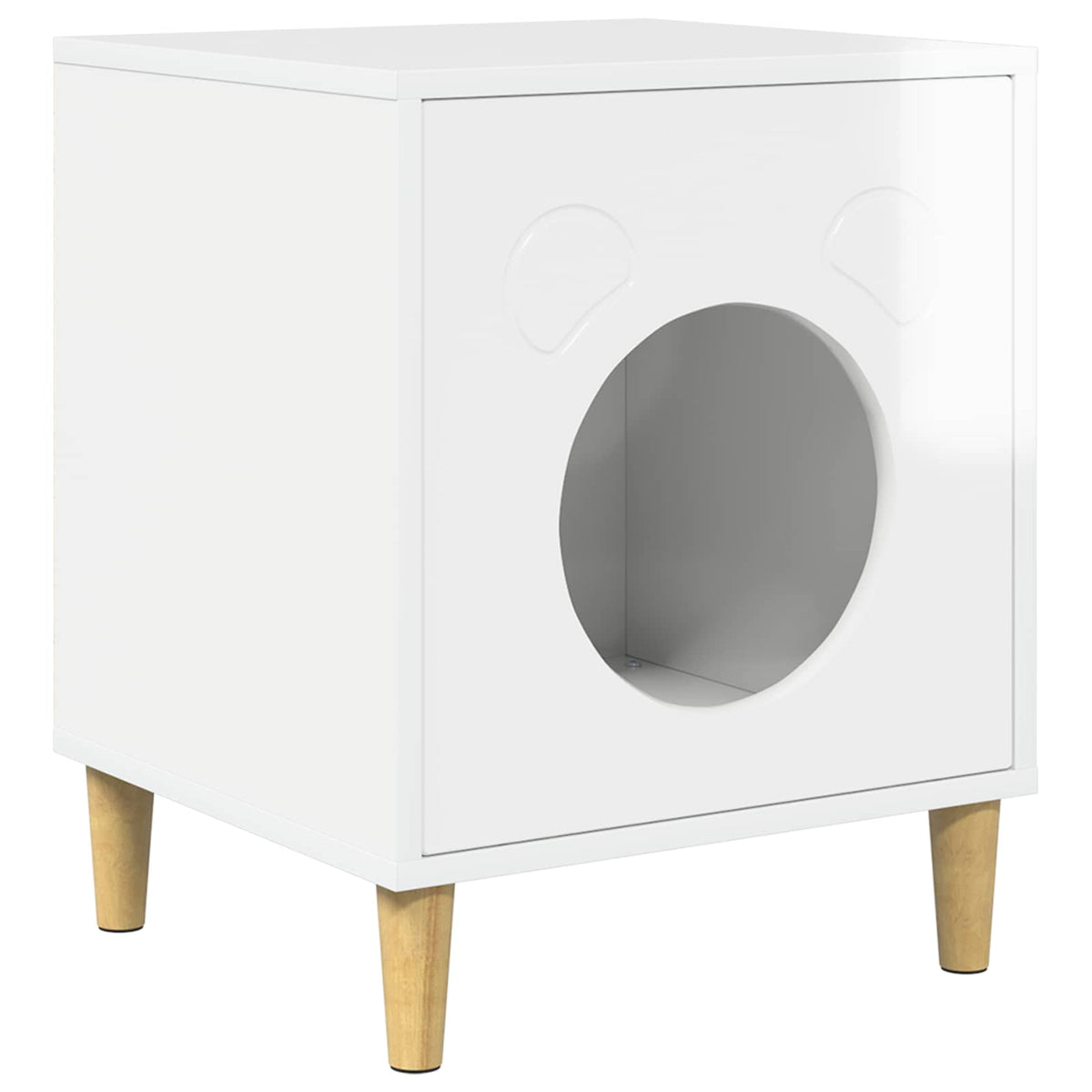 Kat Hus Gloss Hvid 42,5 x 40 x 53 cm Konstrueret træ