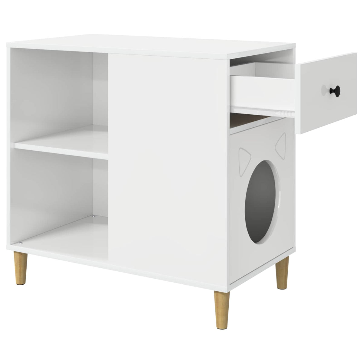 Kat Hus Gloss Hvid 72 x 42,5 x 70 cm Konstrueret træ