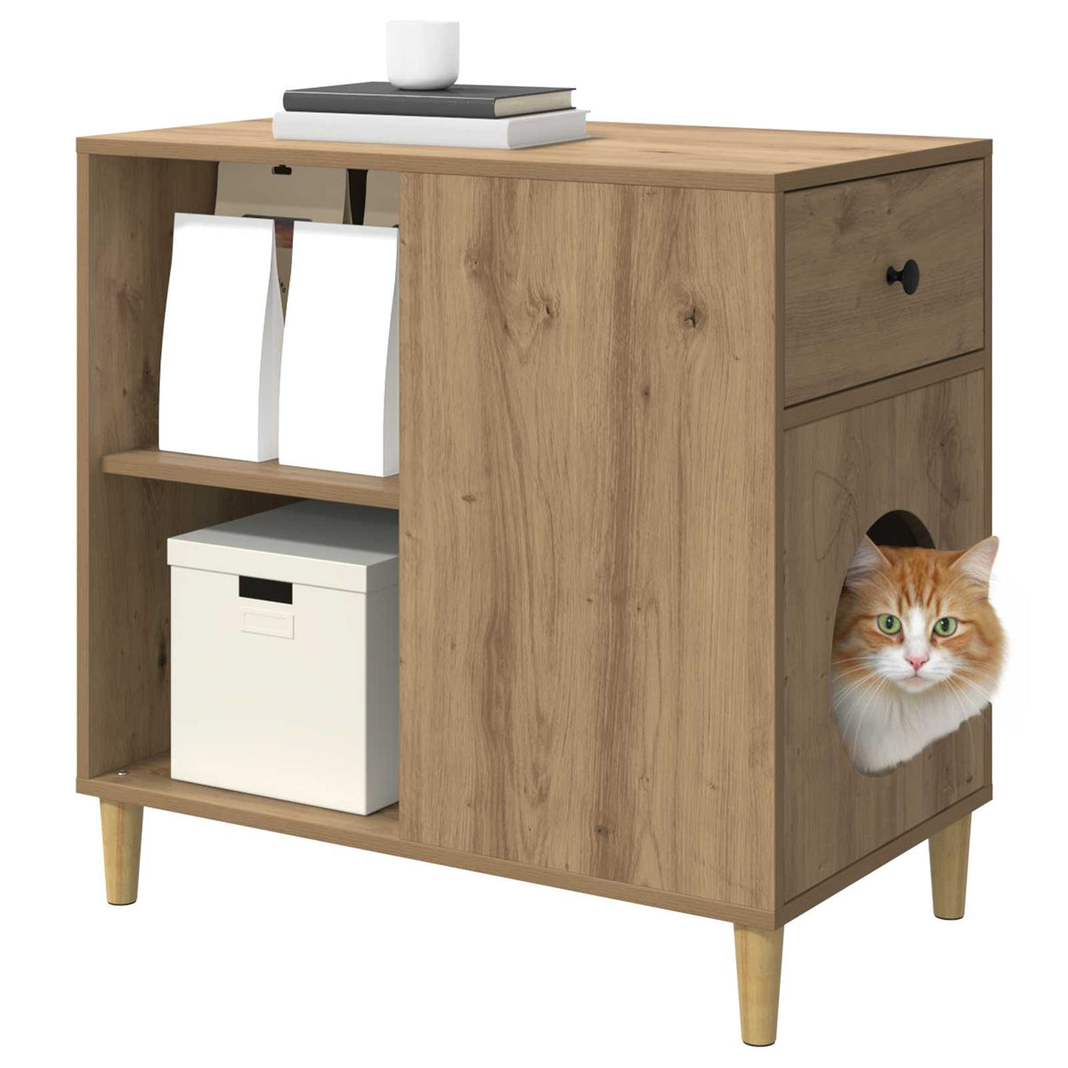 Kat Hus Artisan-eg 72 x 42,5 x 70 cm Konstrueret træ