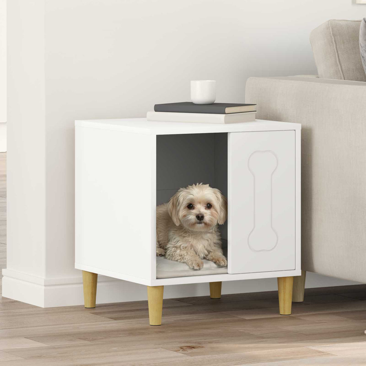 Hundehus Hvid 44 x 42 x 49 cm Konstrueret træ