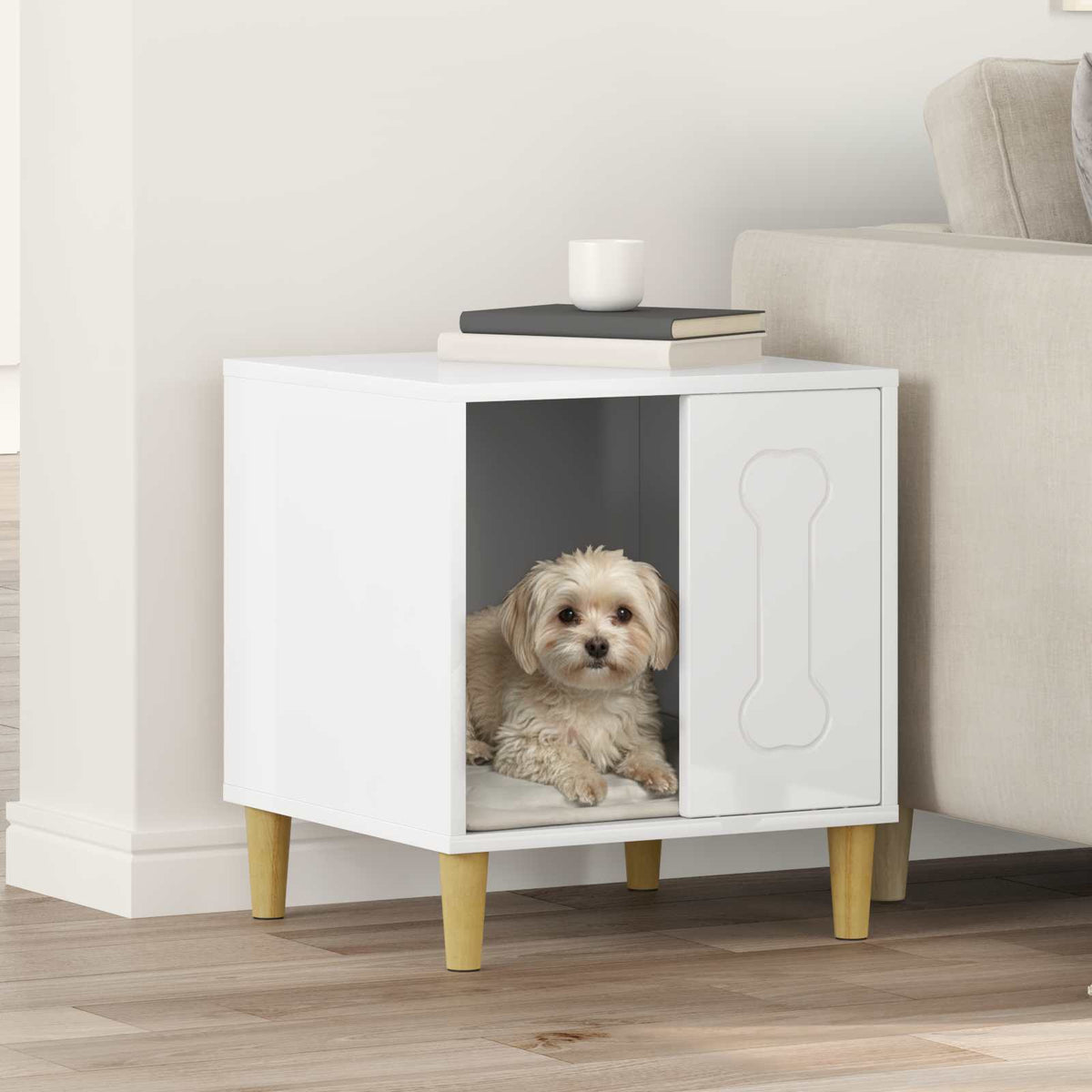 Hundehus Gloss Hvid 44 x 42 x 49 cm Konstrueret træ