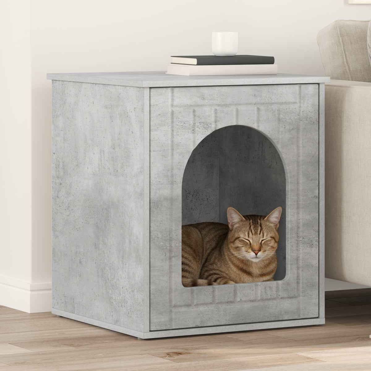Kat Hus Beton 53 x 52 x 62 cm Konstrueret træ