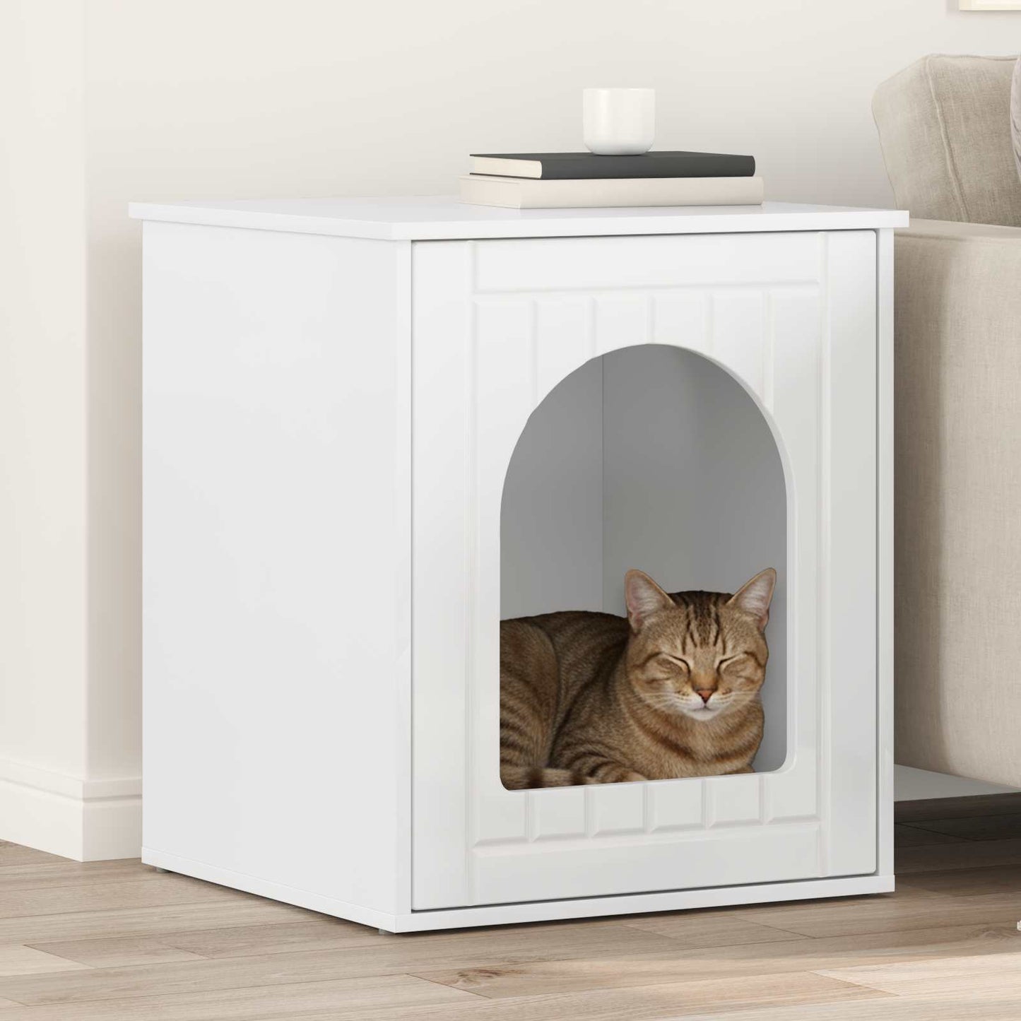 Kat Hus Gloss Hvid 53 x 52 x 62 cm Konstrueret træ