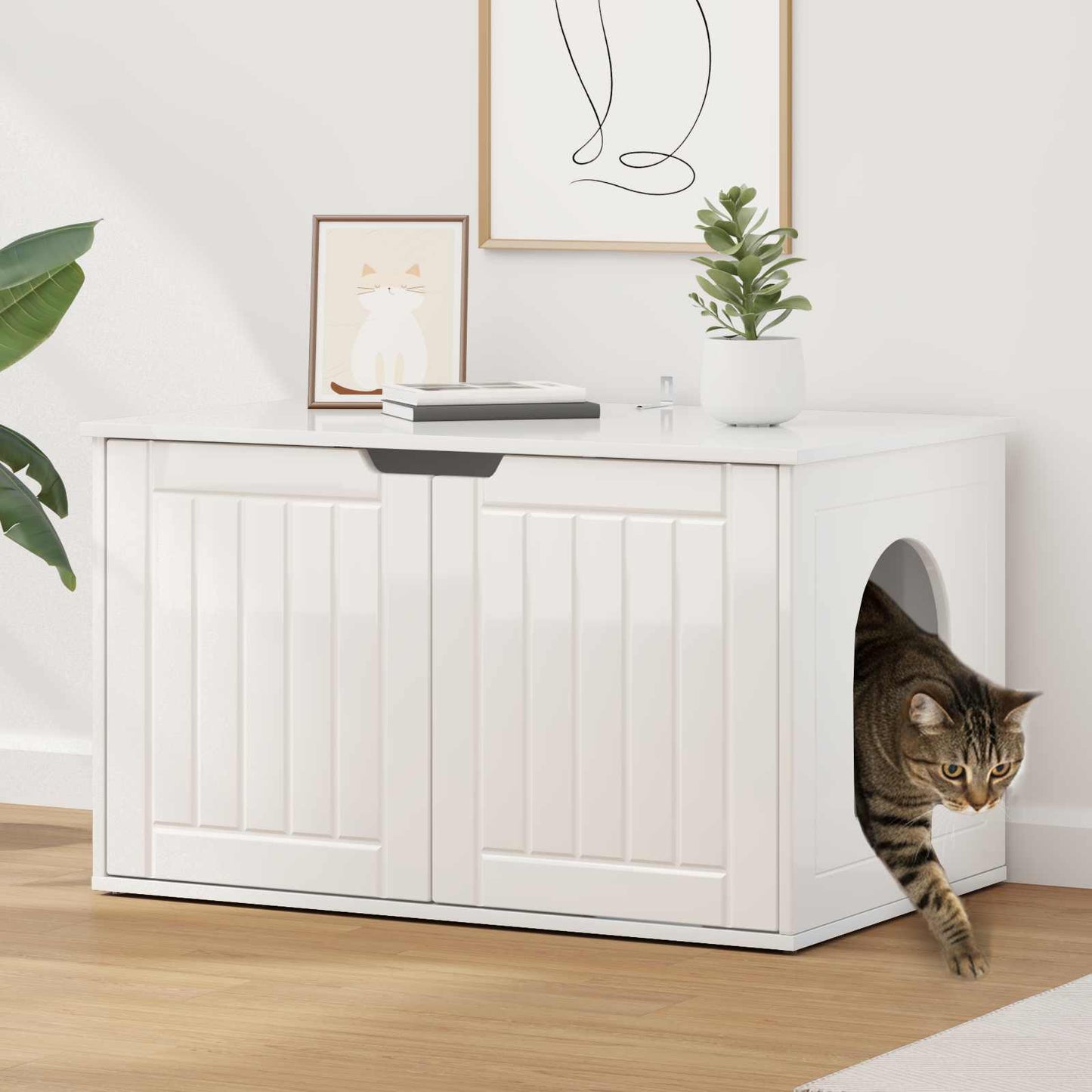 Kat Hus Gloss Hvid 85 x 55 x 50,5 cm Konstrueret træ