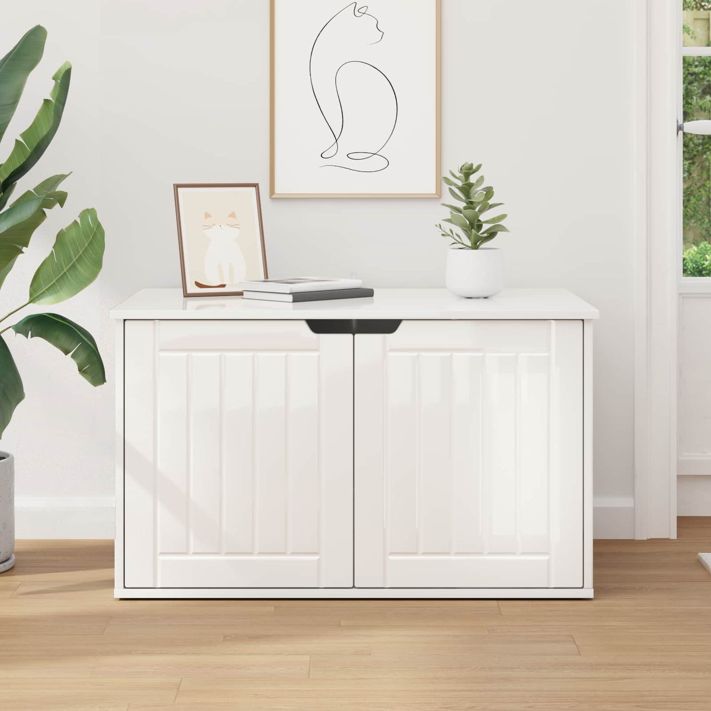 Kat Hus Gloss Hvid 85 x 55 x 50,5 cm Konstrueret træ