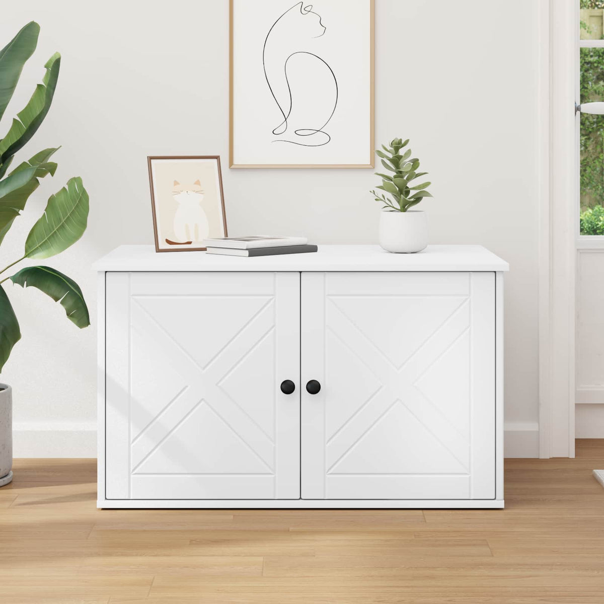 Kat Hus Hvid 85 x 55 x 50,5 cm Konstrueret træ