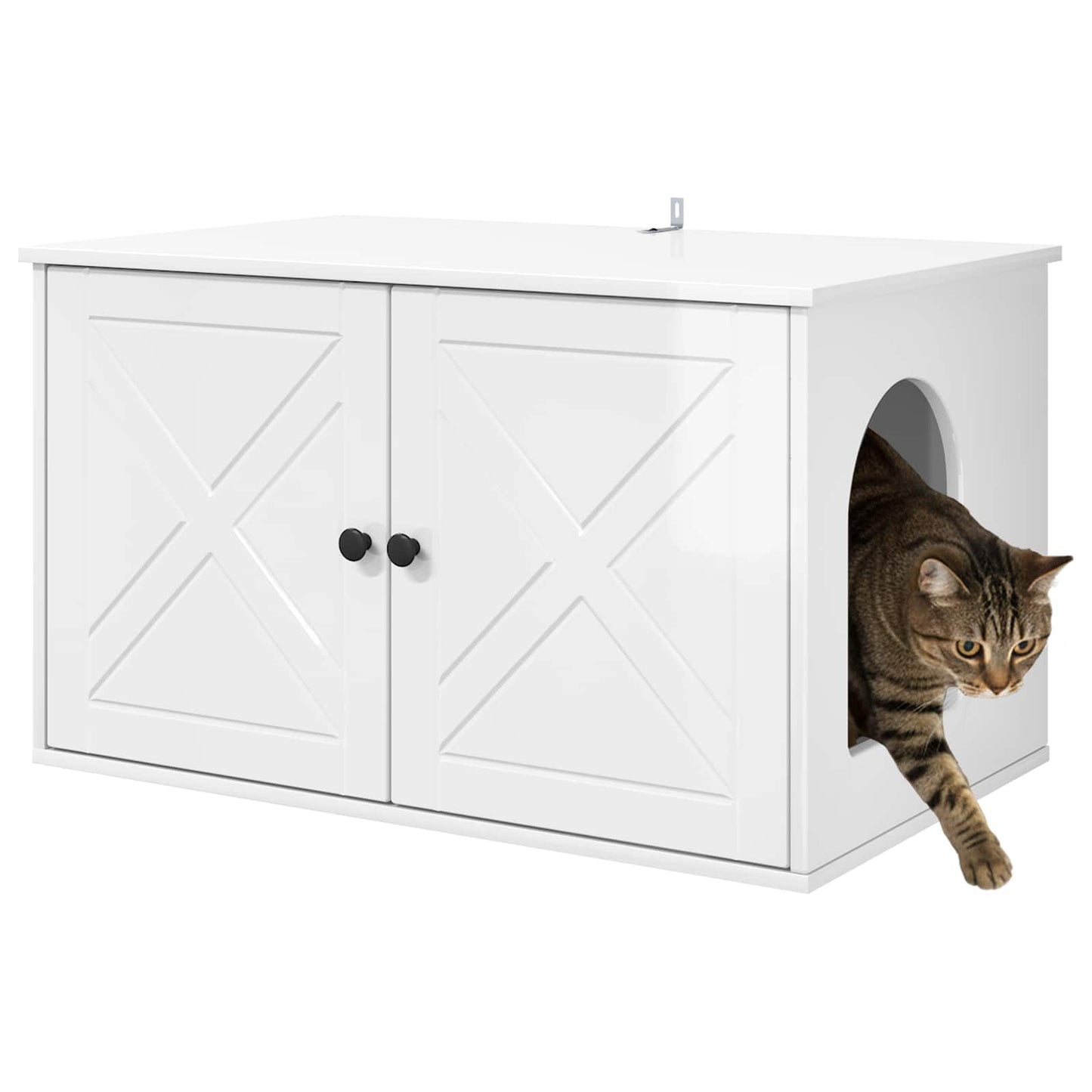 Kat Hus Gloss Hvid 85 x 55 x 50,5 cm Konstrueret træ