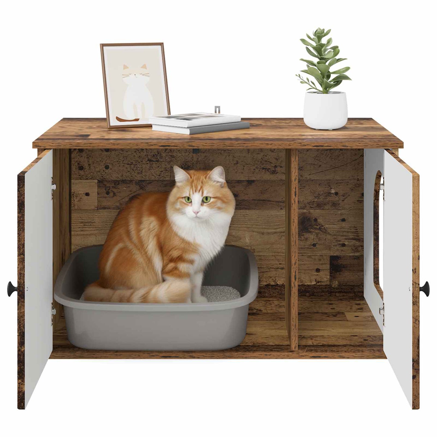 Kat Hus Gammelt træ 85 x 55 x 50,5 cm Konstrueret træ