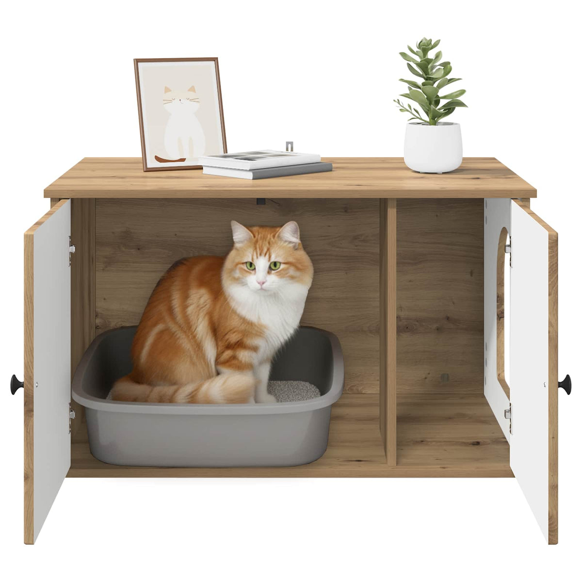 Kat Hus Artisan-eg 85 x 55 x 50,5 cm Konstrueret træ