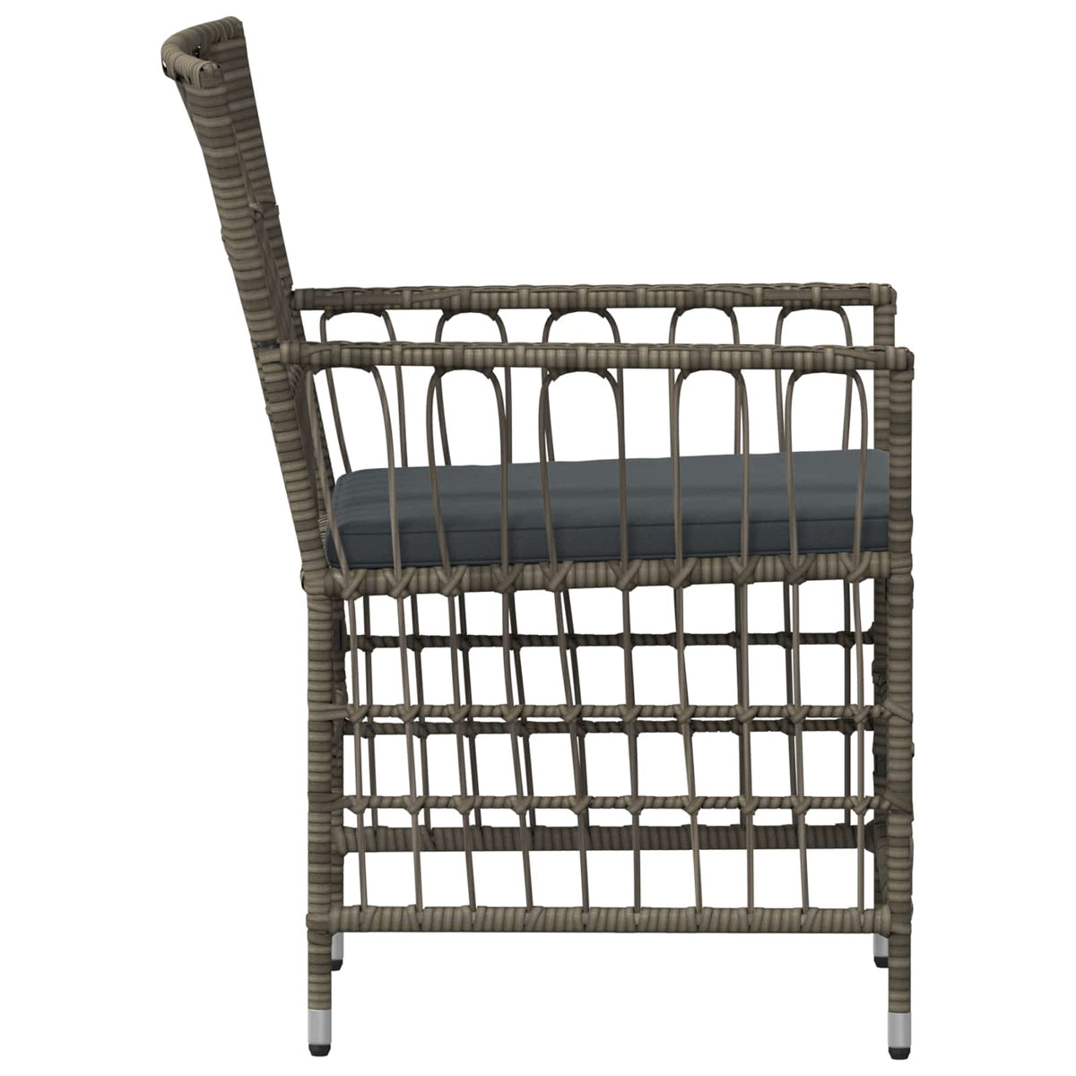 Havestole 2 stk. Grå PE rattan, stål og polyesterstof