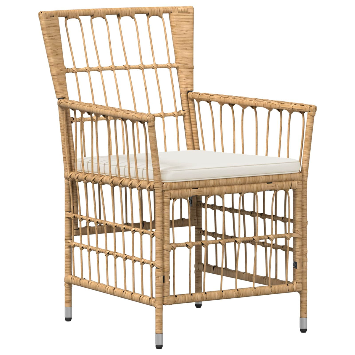 Havestole 4 stk. Naturfarvet PE rattan, stål og polyesterstof