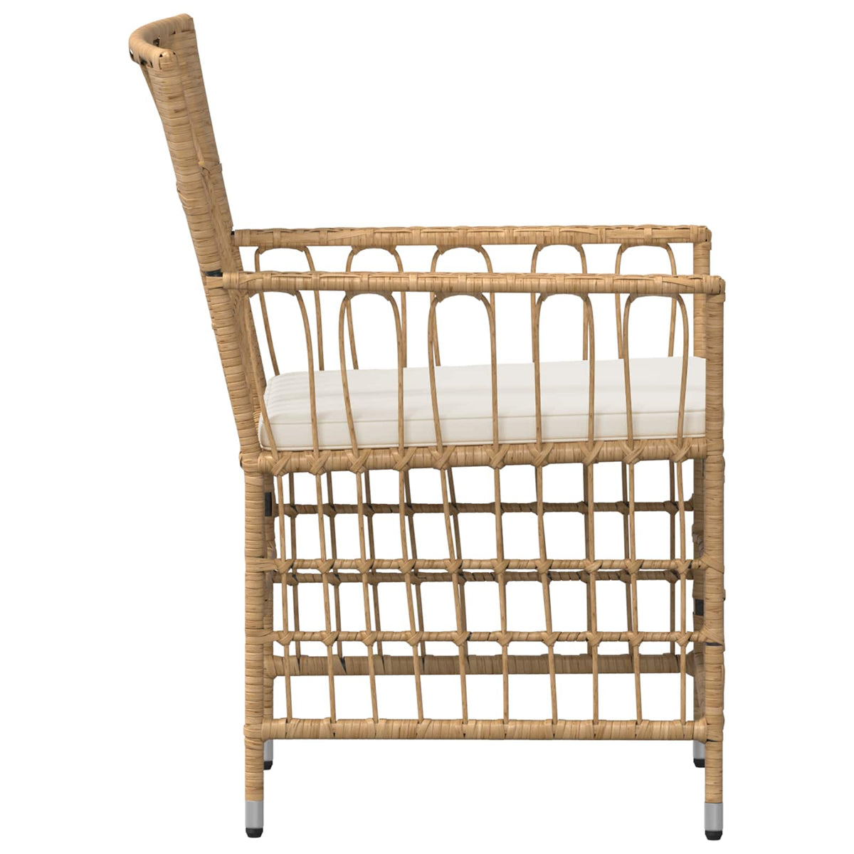 Havestole 4 stk. Naturfarvet PE rattan, stål og polyesterstof