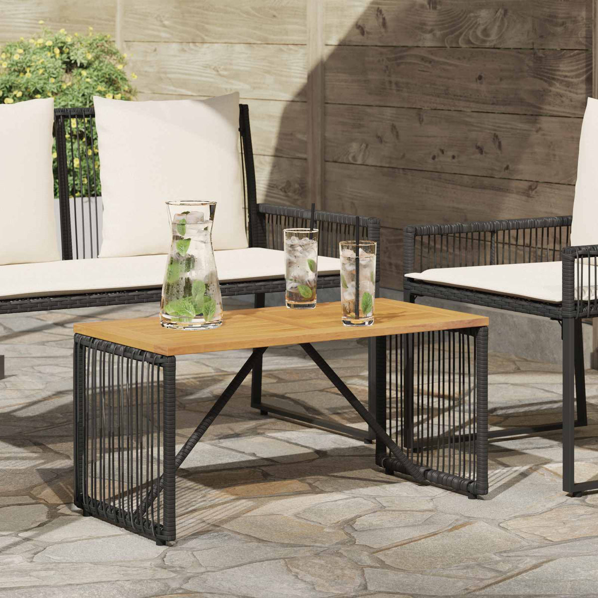 Udendørs Bord Sort og Brunt 80 x 40 x 40 cm polyrattan