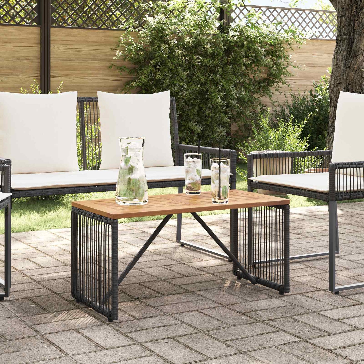 Udendørs Bord Sort og Brunt 80 x 40 x 40 cm polyrattan