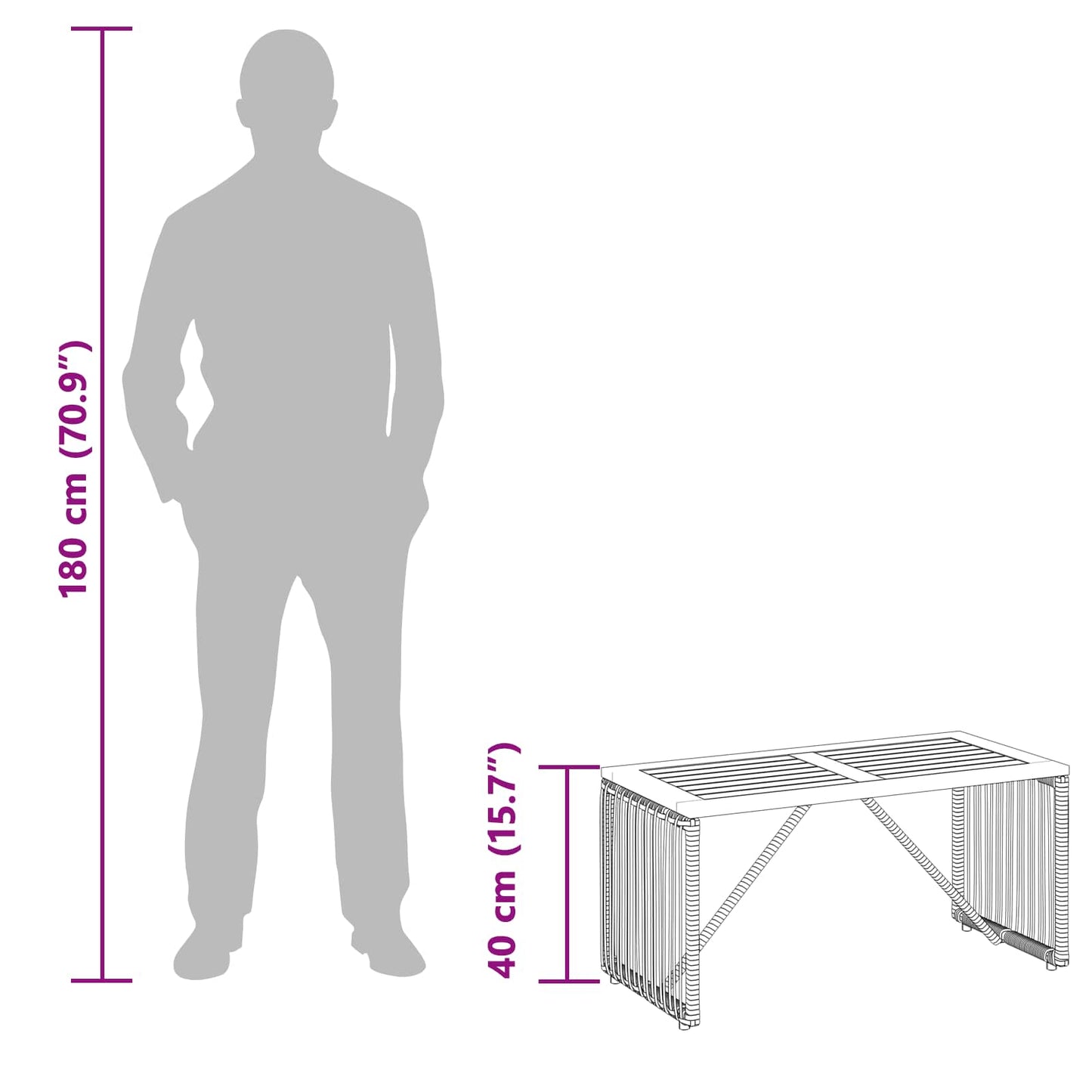 Udendørs Bord Sort og Brunt 80 x 40 x 40 cm polyrattan