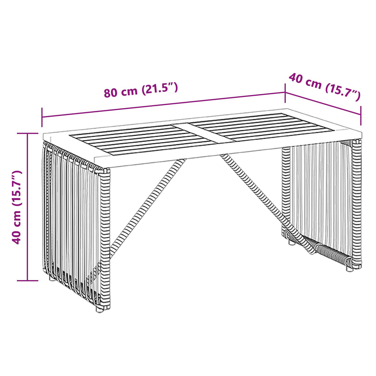 Udendørs Bord Sort og Brunt 80 x 40 x 40 cm polyrattan