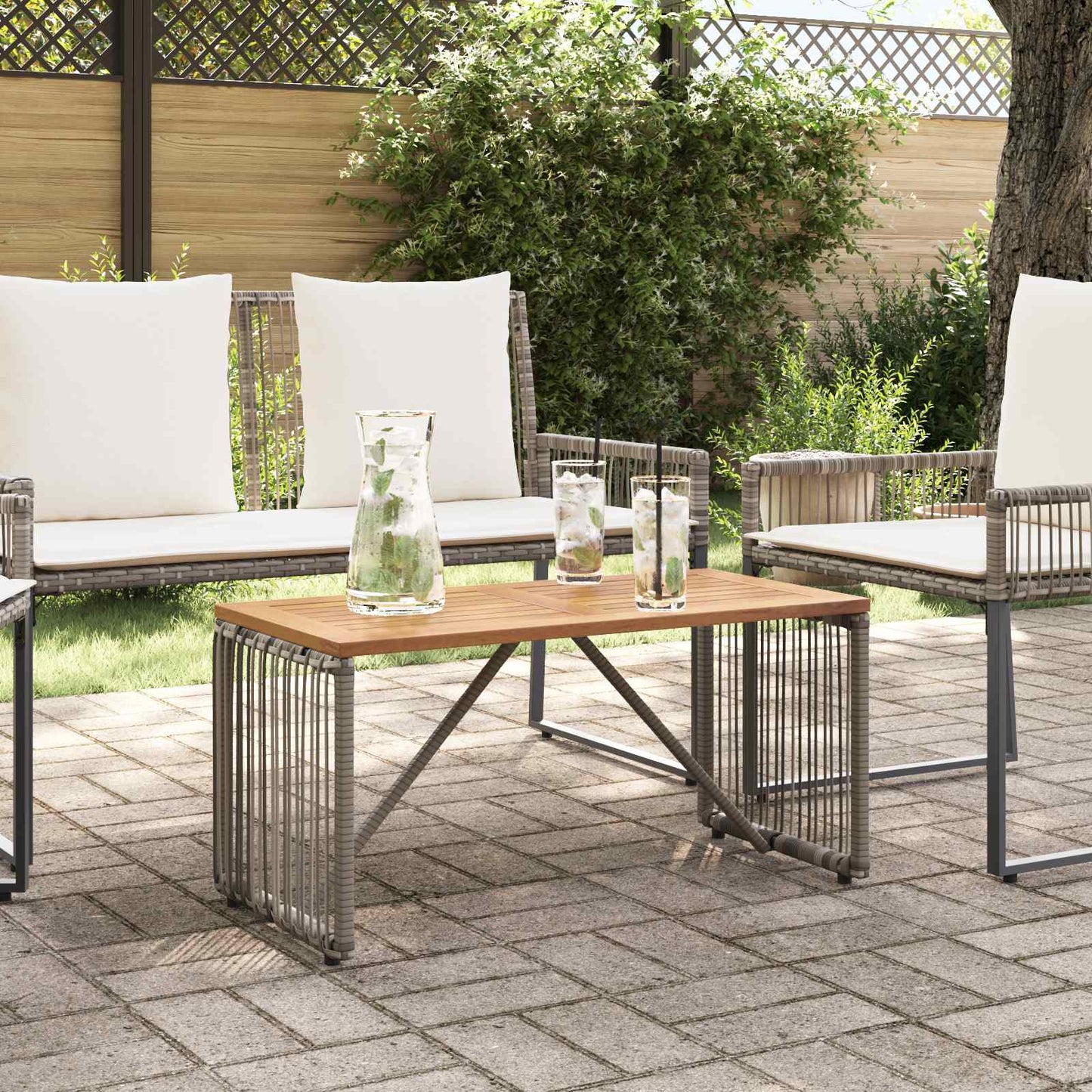 Udendørs Bord Grå og Brun 80 x 40 x 40 cm polyrattan