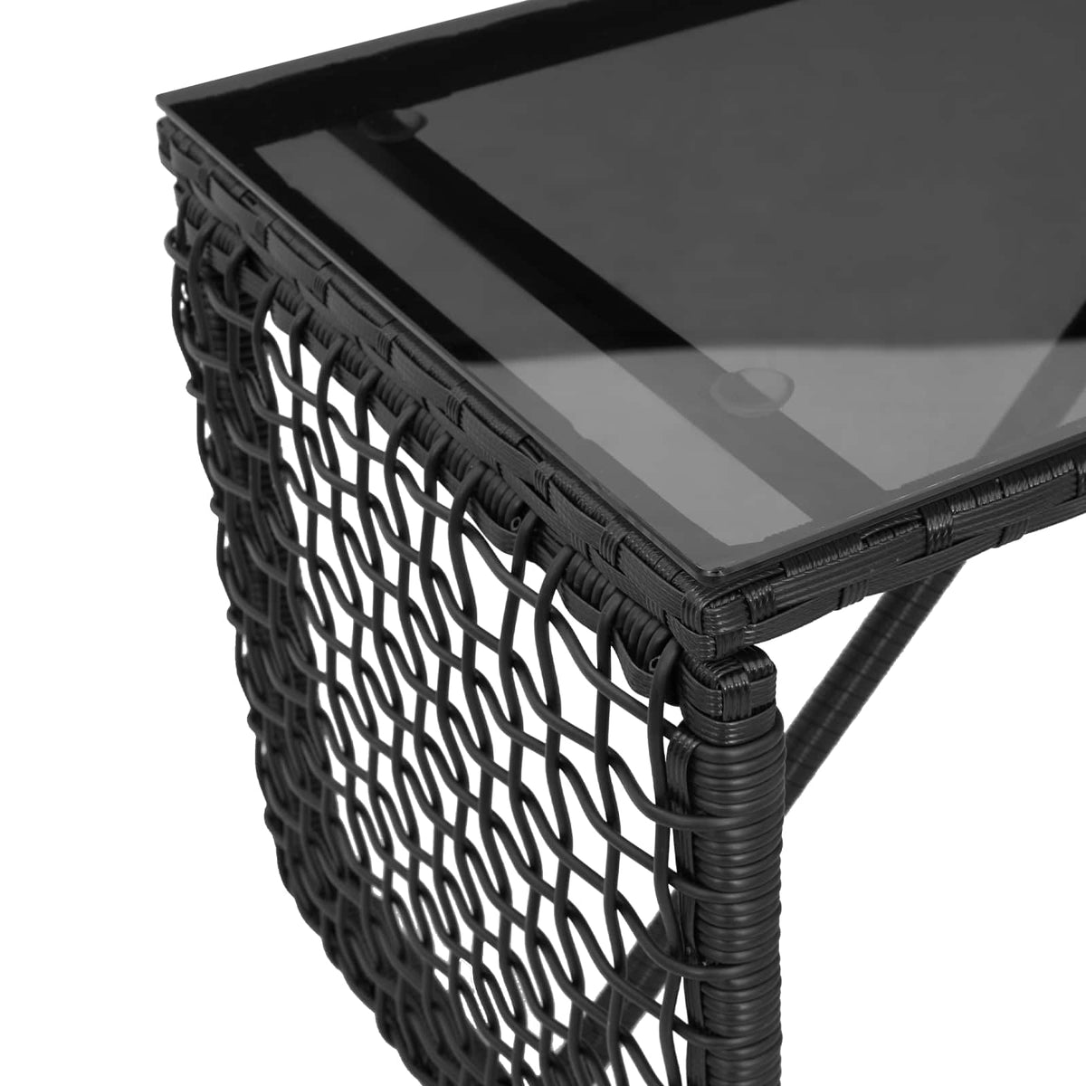 Udendørs Bord Sort 80 x 40 x 40 cm PE Rattan og Glas