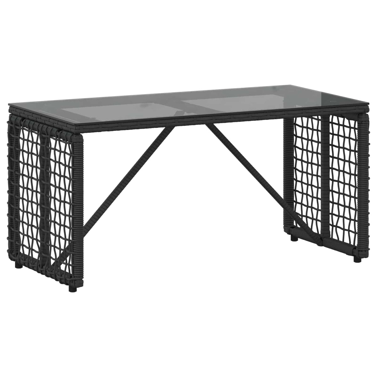 Udendørs Bord Sort 80 x 40 x 40 cm PE Rattan og Glas