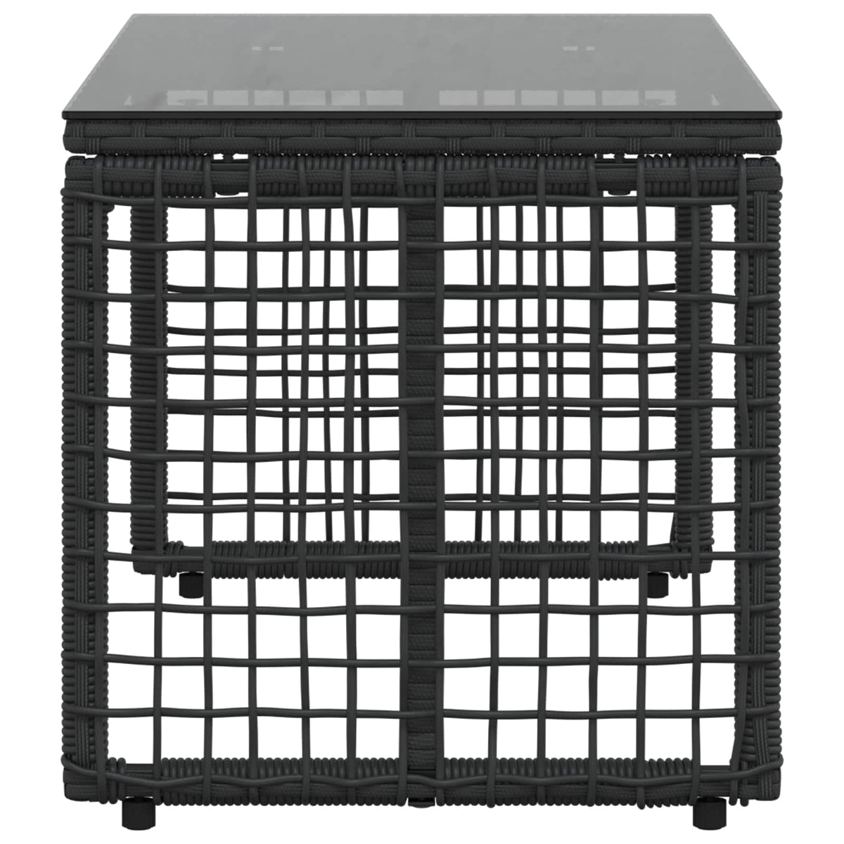 Udendørs Bord Sort 80 x 40 x 40 cm PE Rattan og Glas