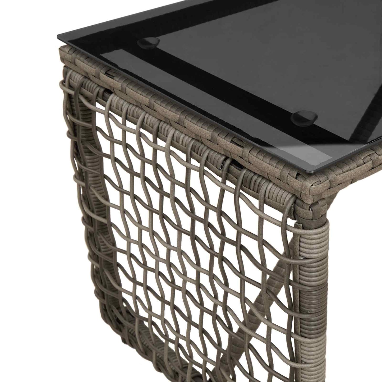 Udendørs Bord Grå og sort 80 x 40 x 40 cm PE Rattan og Glas