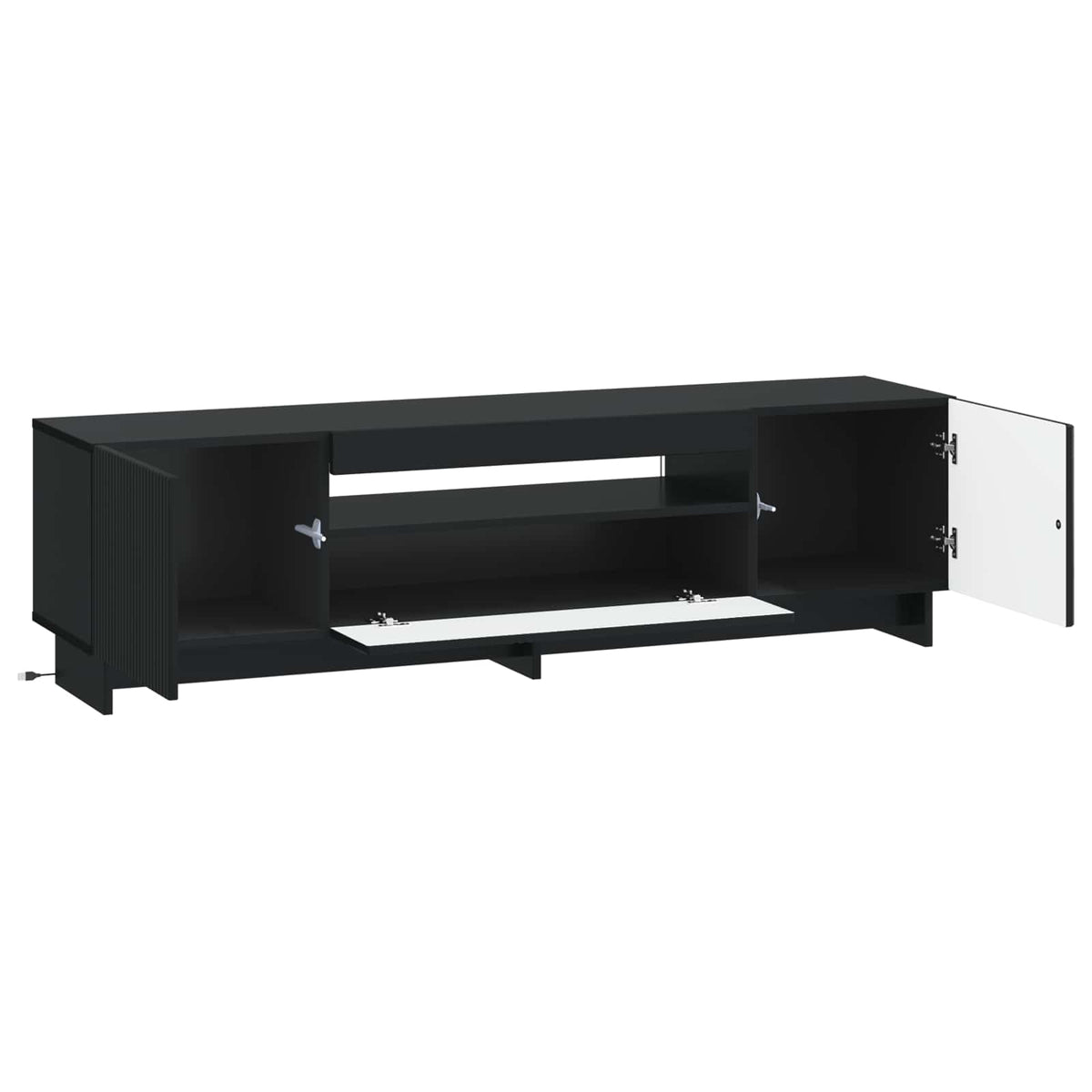 LED TV-skab Sort Konstrueret træ