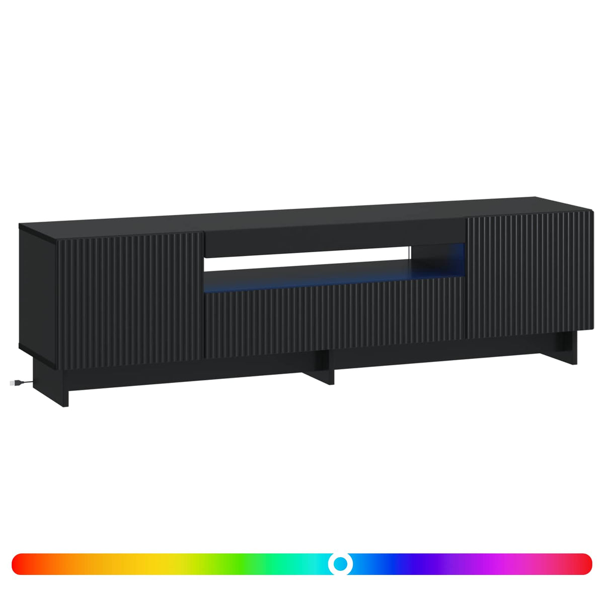 LED TV-skab Sort Konstrueret træ