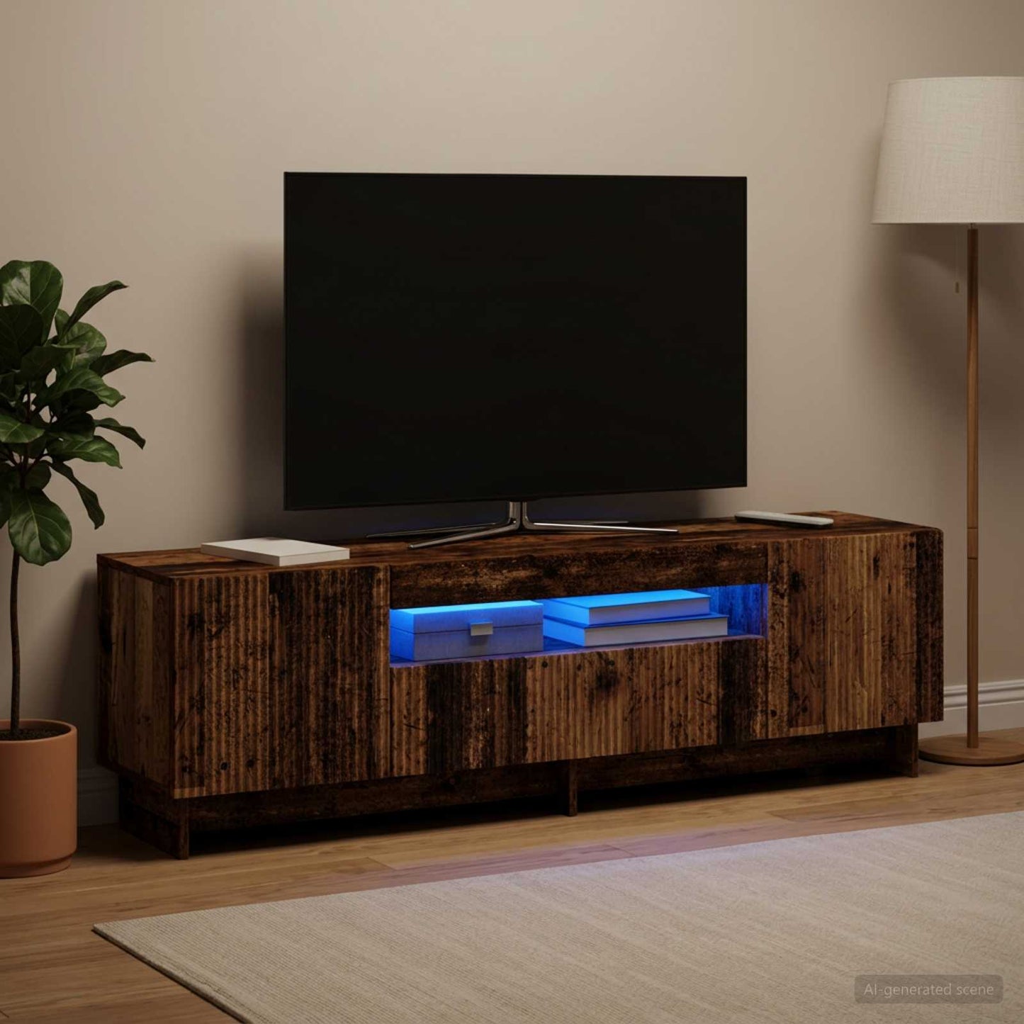 LED TV-skab Gammelt træ Konstrueret træ